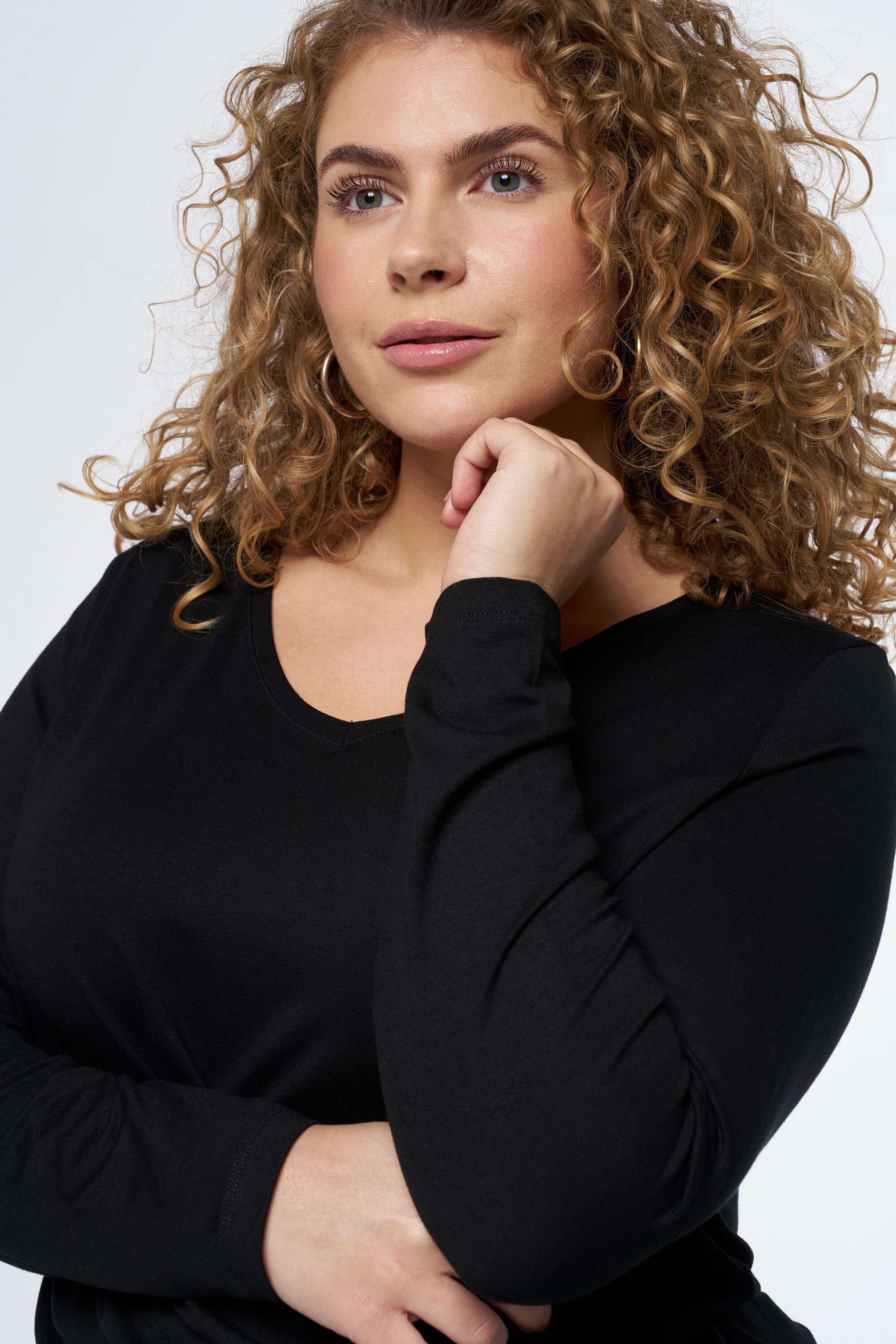 Top met lange mouwen en v-hals image number 2