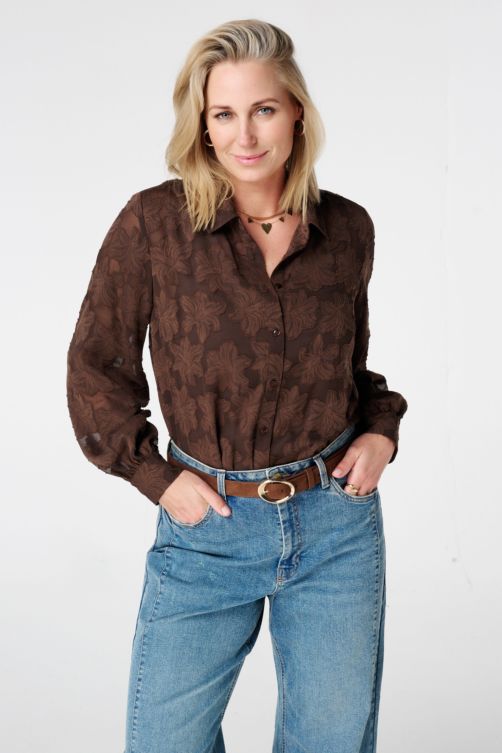 Sheer blouse met bloemen structuur