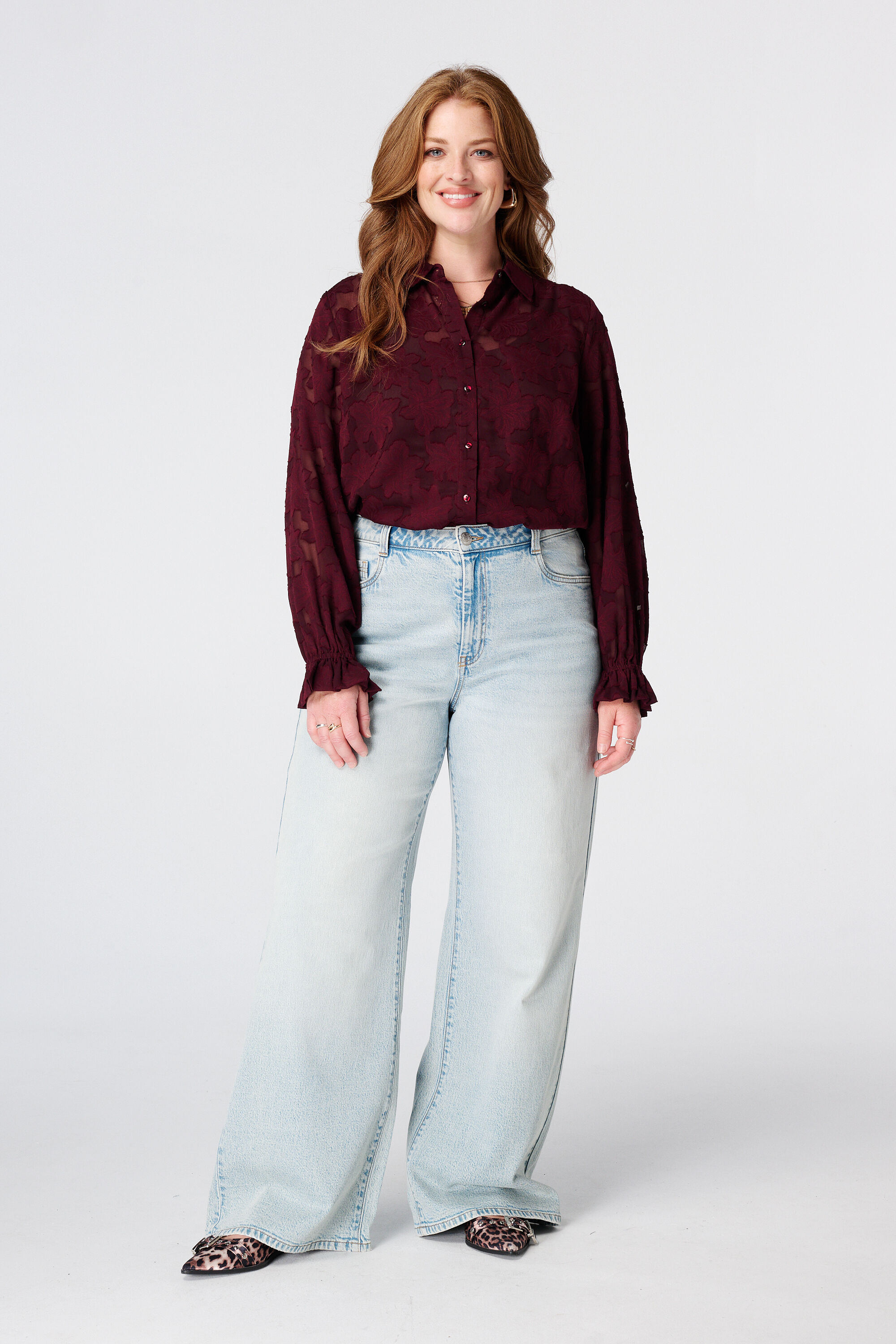 Sheer blouse met bloemen structuur image number 5