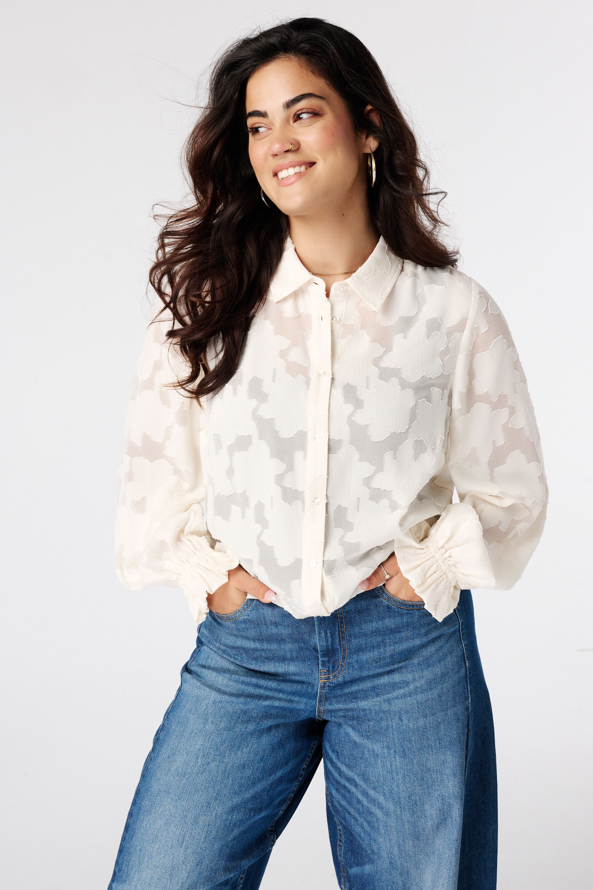 Sheer blouse met bloemen structuur