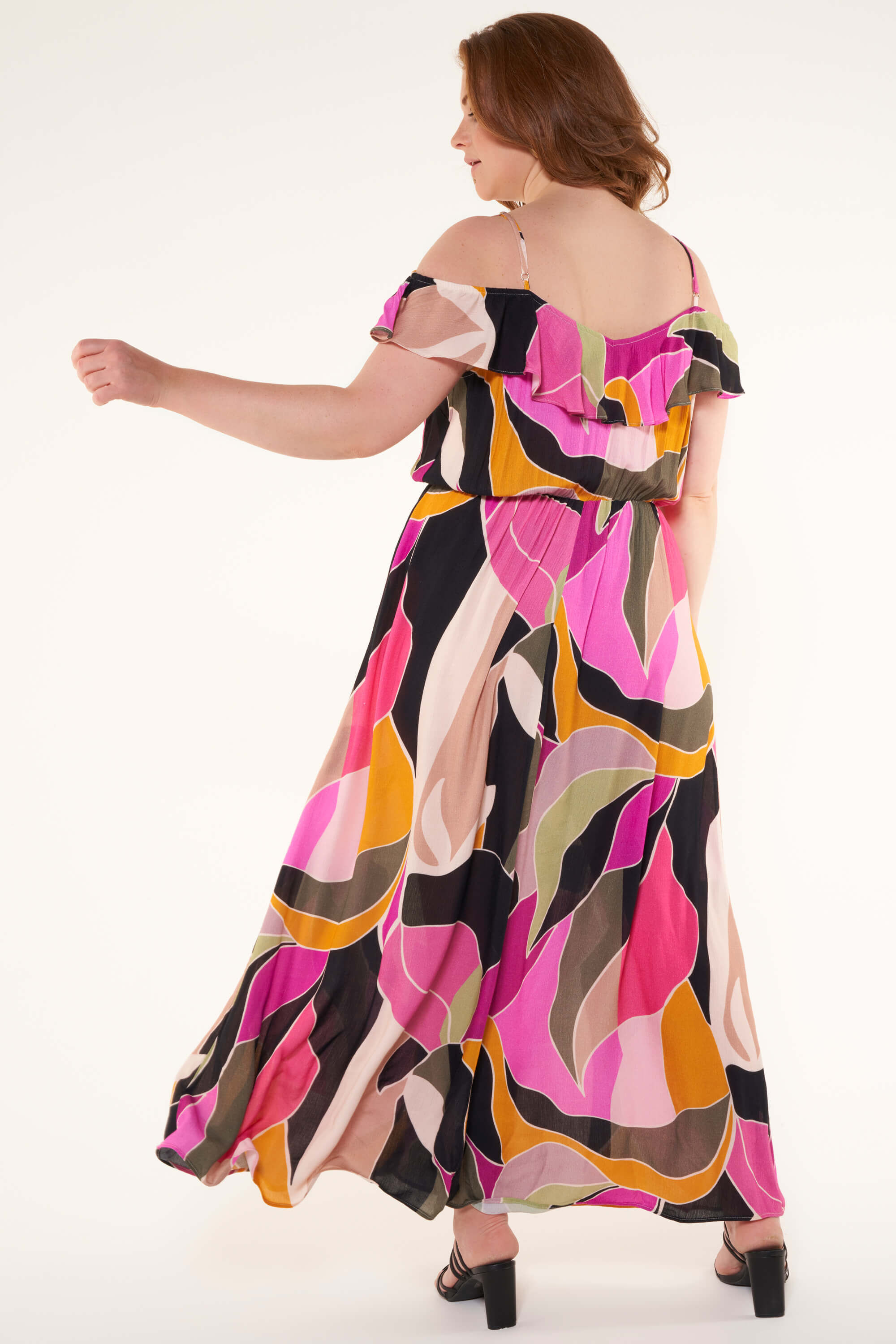 Maxi jurk met cold shoulders image number 3