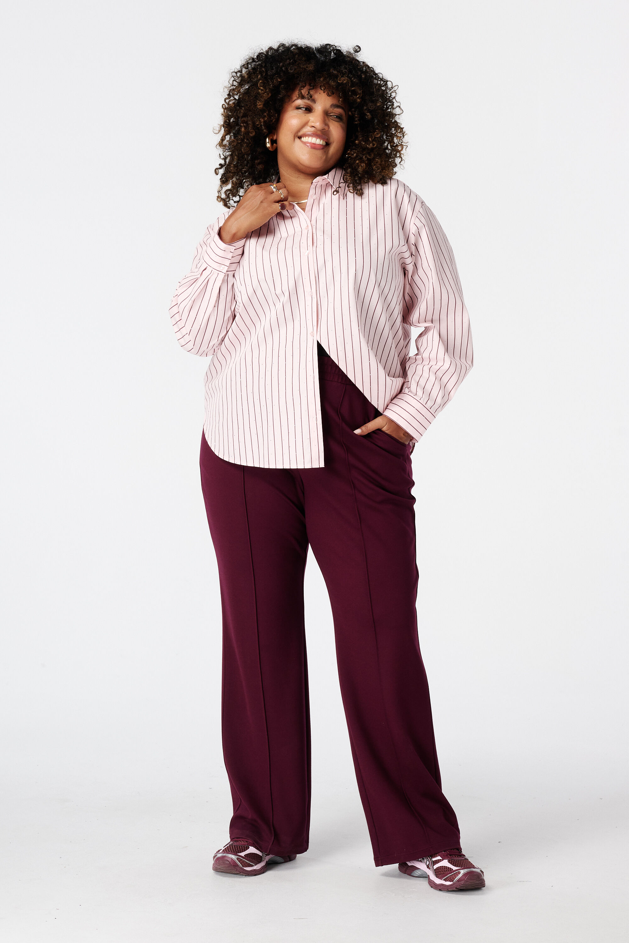 Gestreepte blouse met strass steentjes image number 5