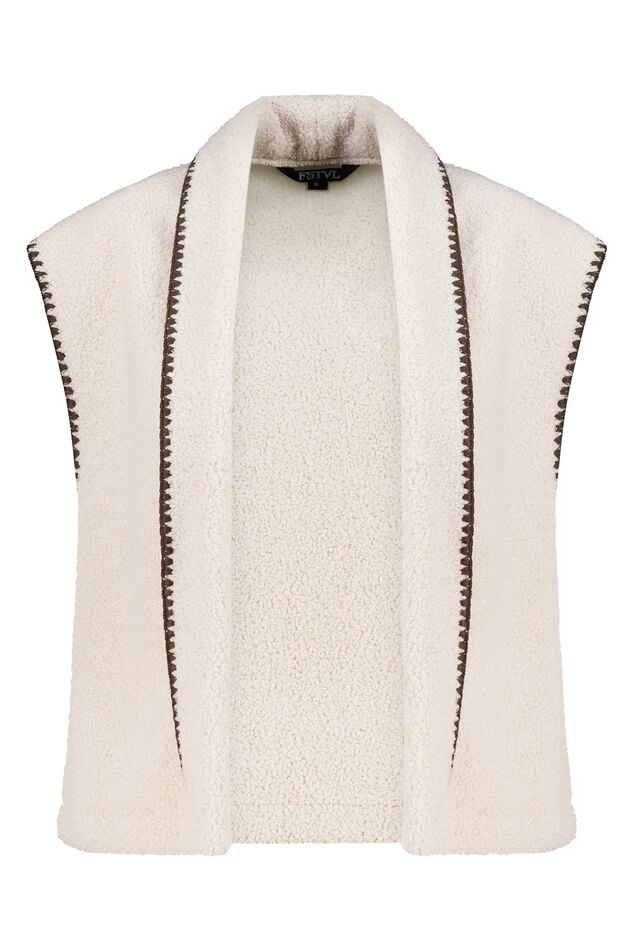 Teddy gilet met sierstiksels image number 0