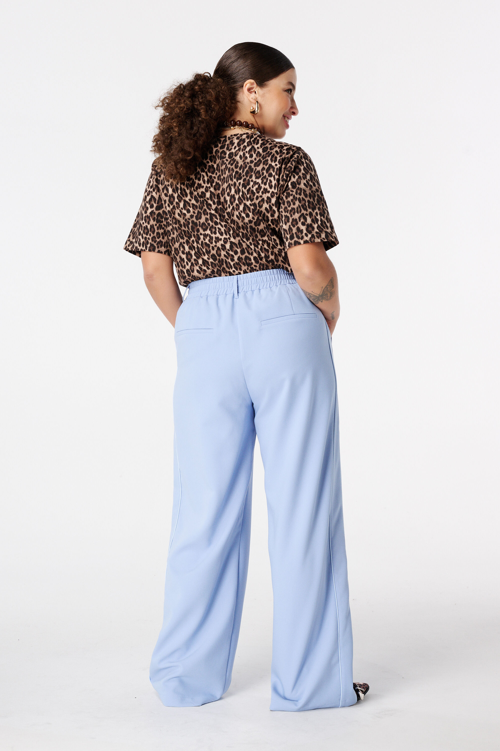 Wide-leg pantalon met zijstreep image number 3