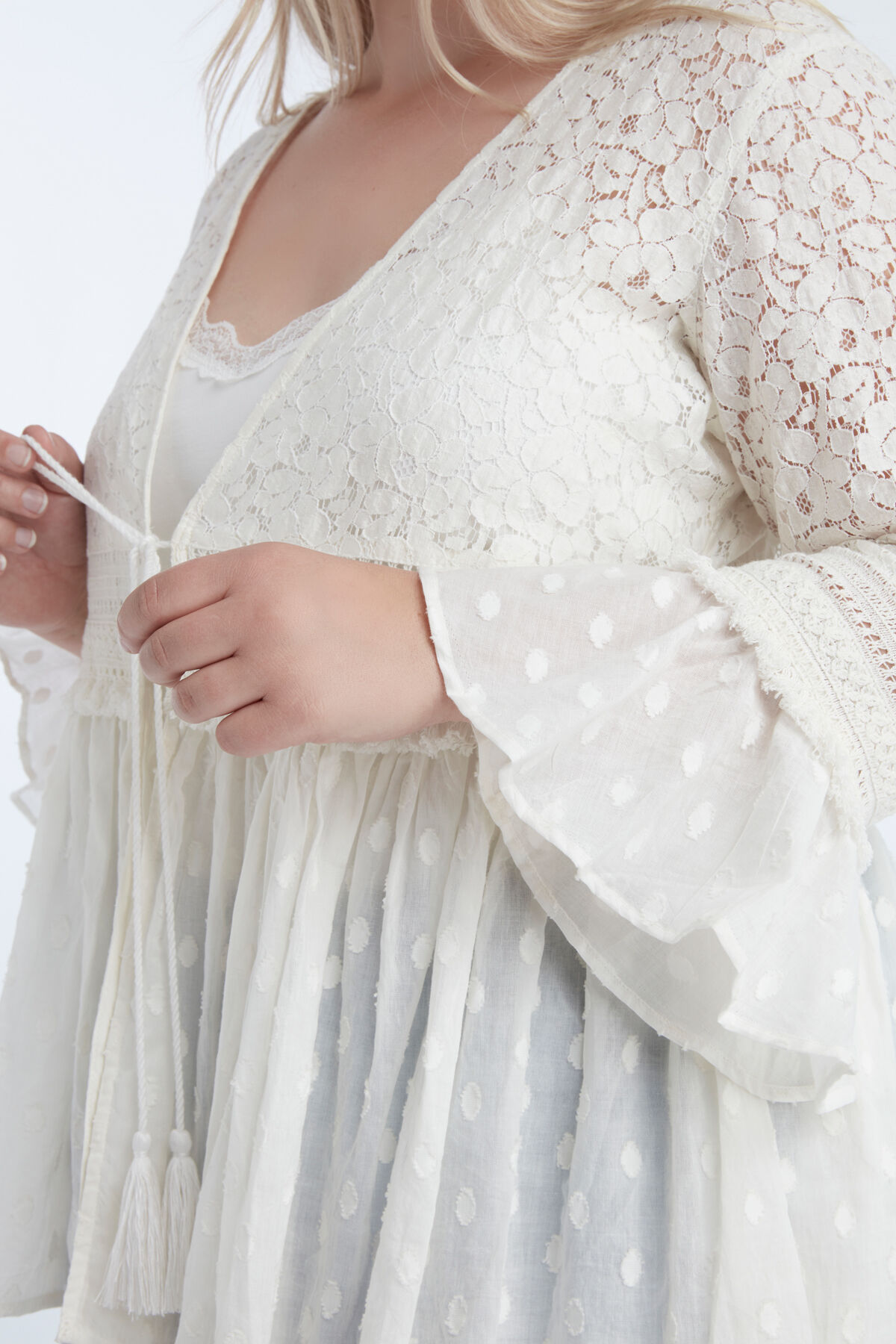 Blouse met kanten mouwen image number 3