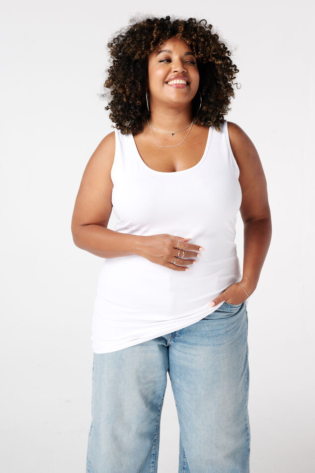 Katoenen extra lange singlet image number 0