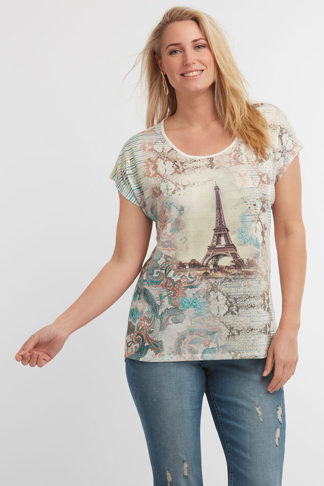 Panel print T-shirt image number 0