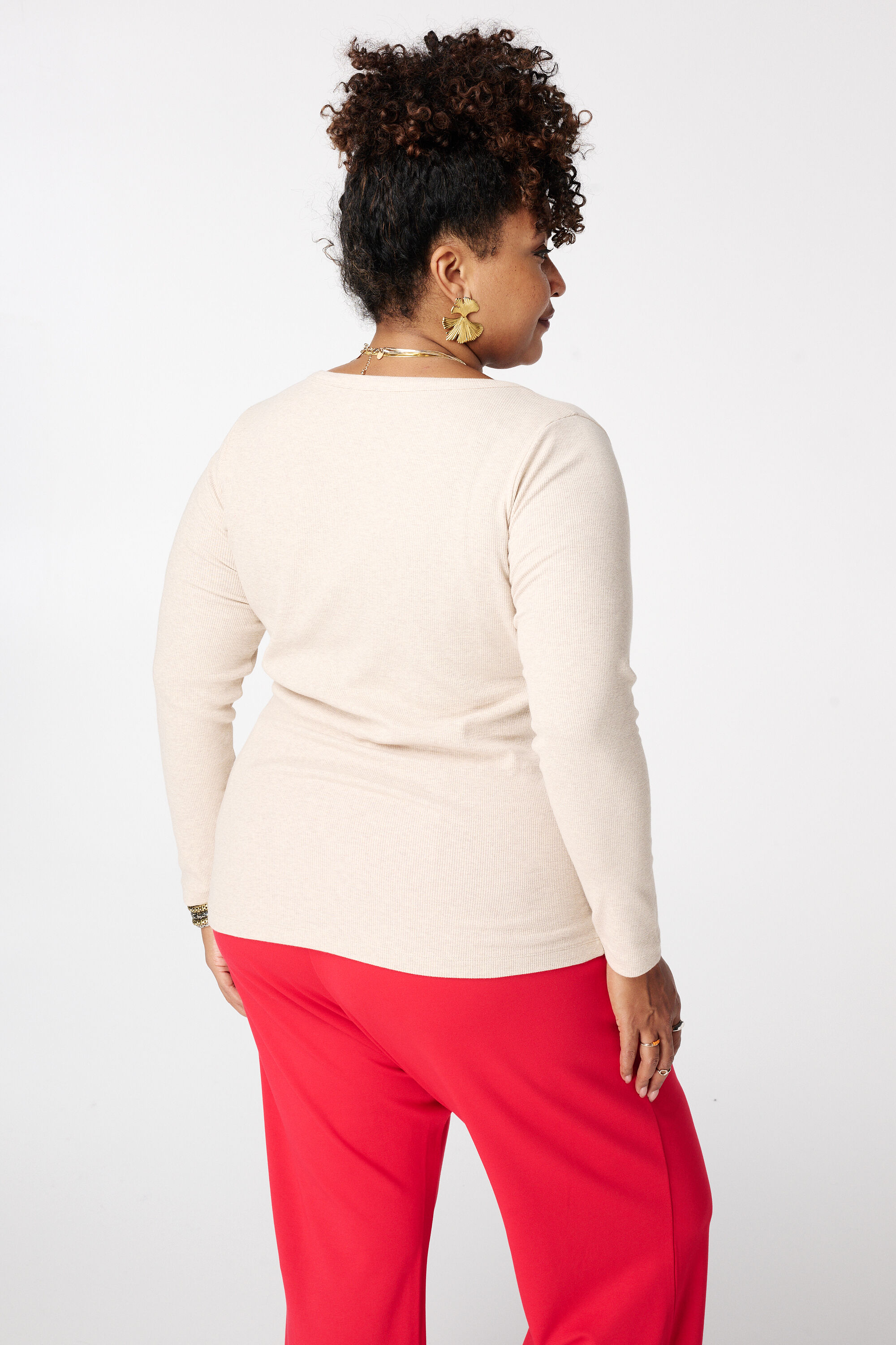 Geribde top met lange mouwen image number 3