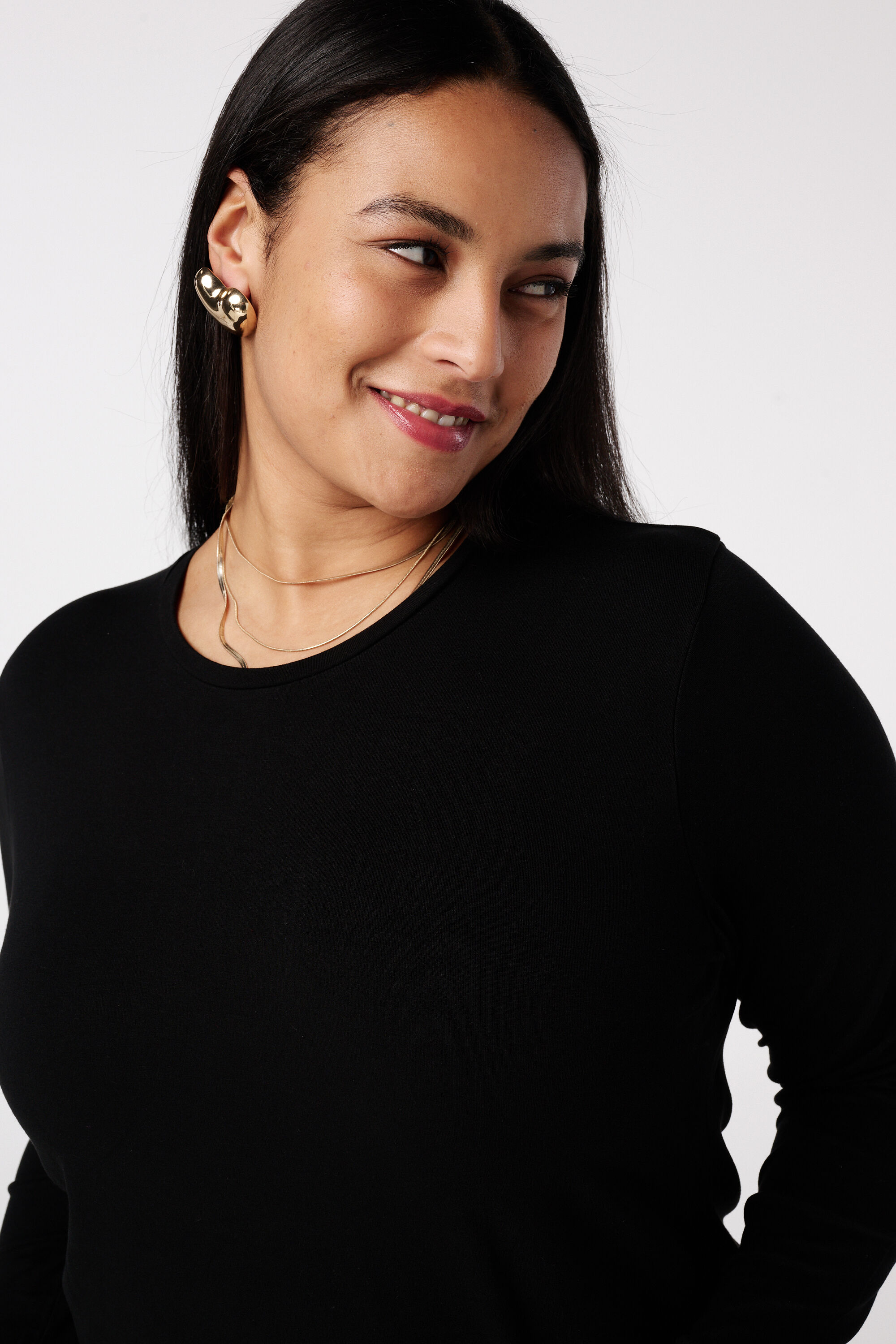 Top met lange mouwen en ronde hals image number 4