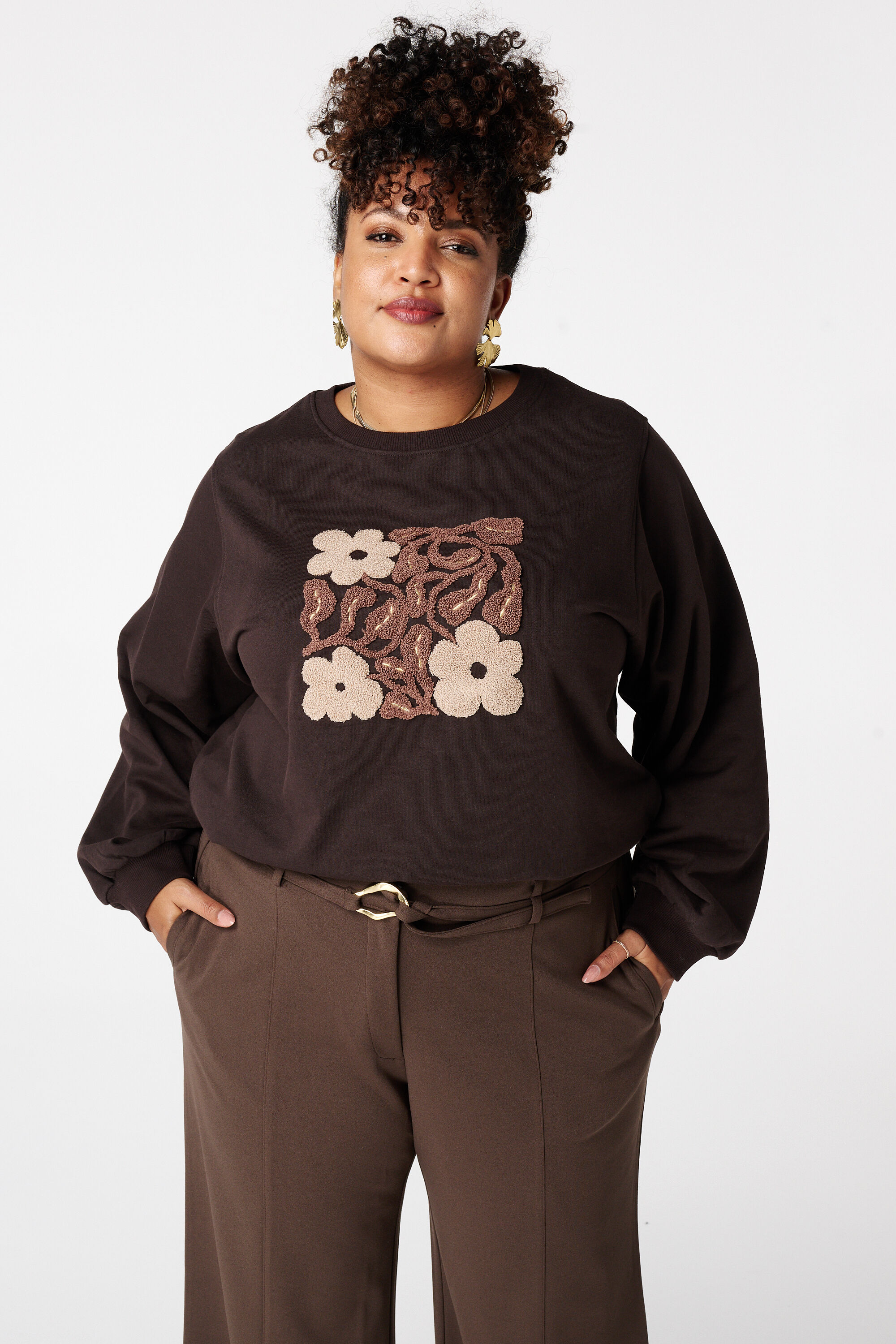 Sweater met geborduurde print