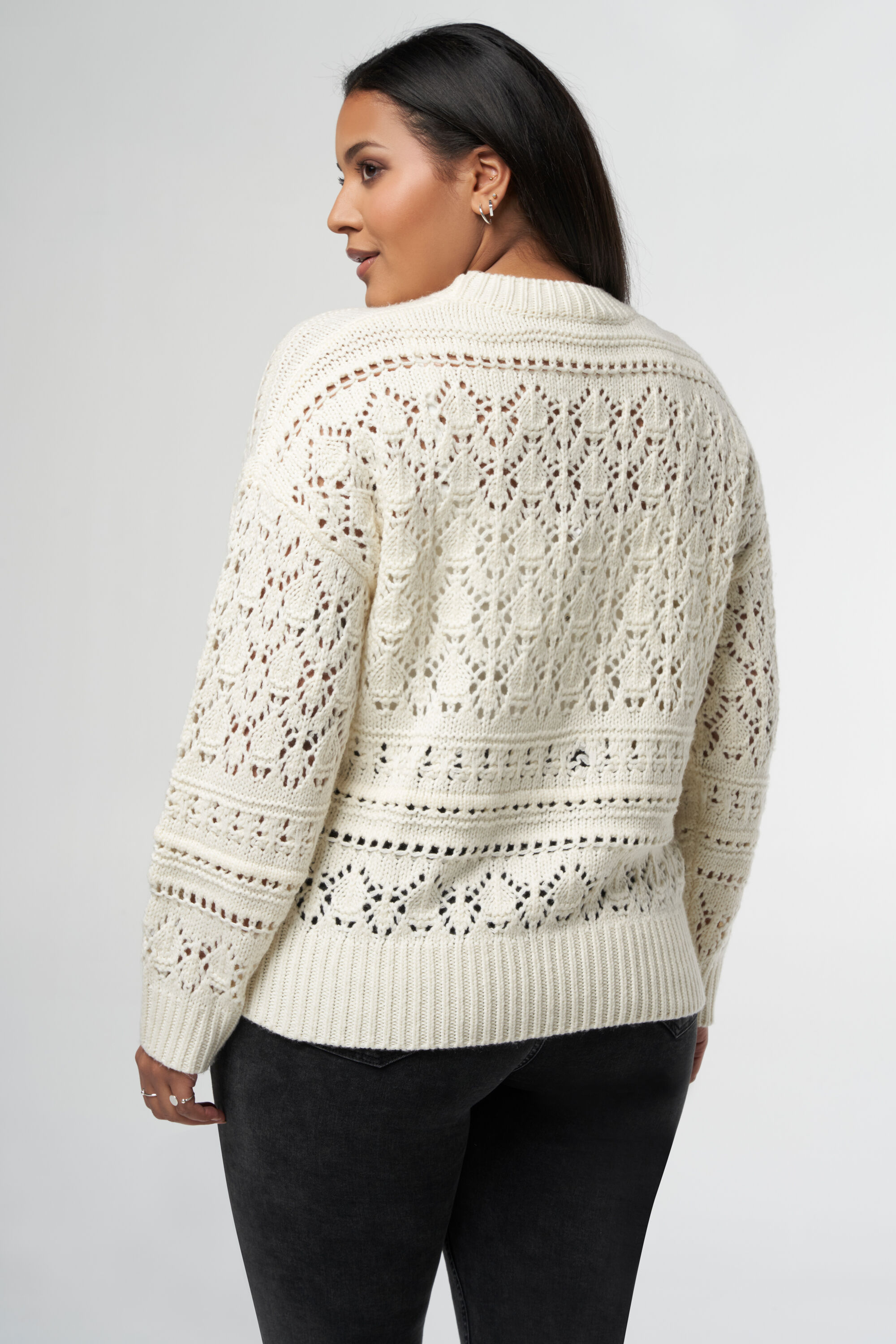 Gebreide trui met ajour patroon image number 3