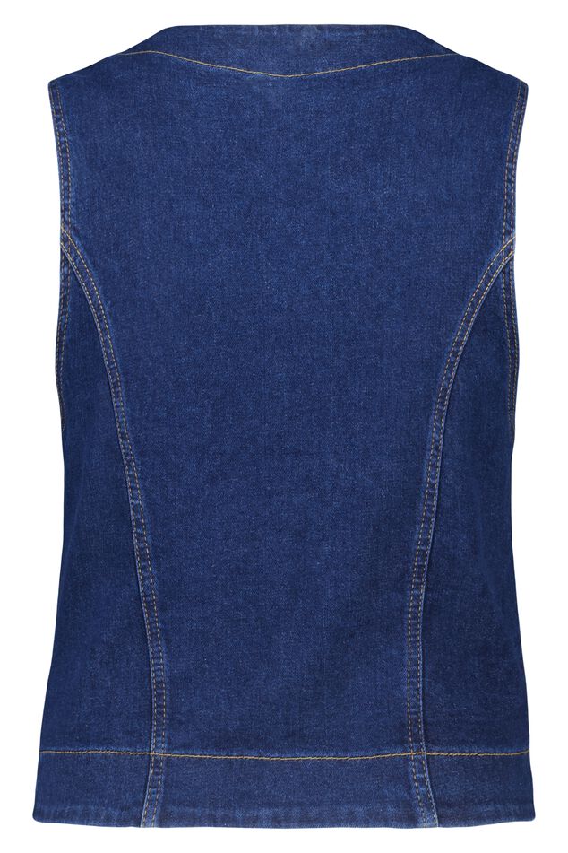 Denim gilet met gouden knopen image number 2