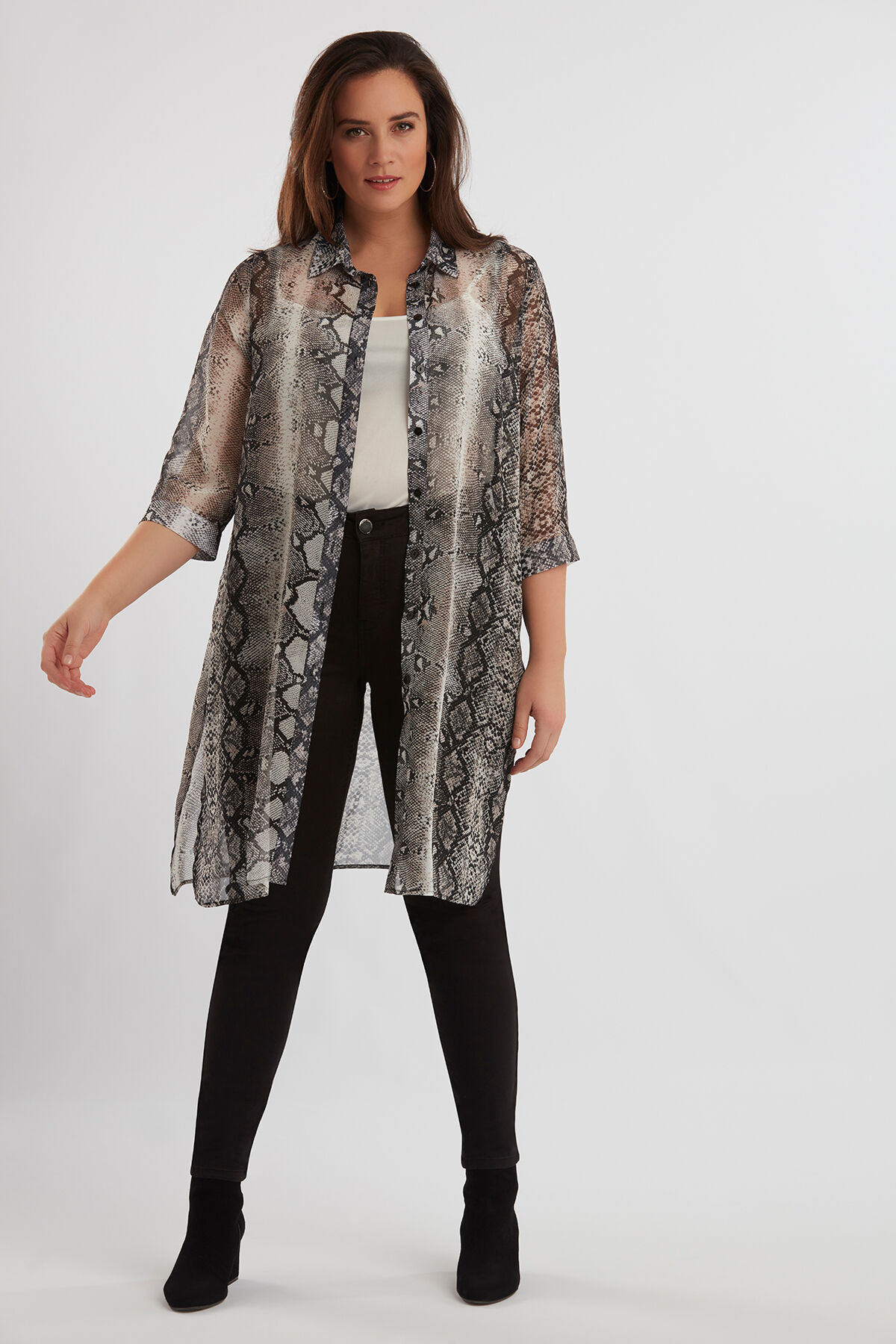 Transparante blouse met slangenprint image number 4