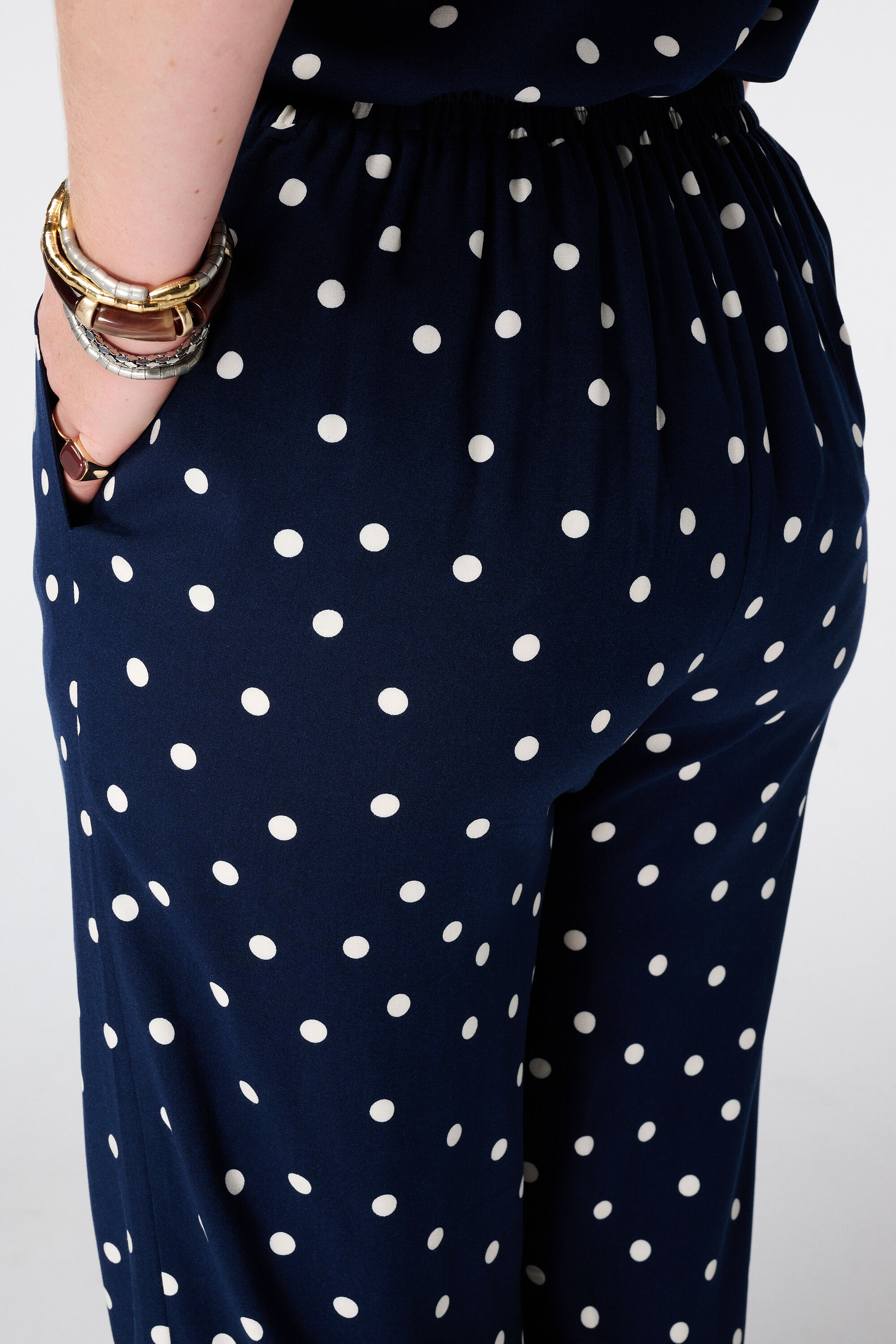 Wide leg broek met polka dot image number 4