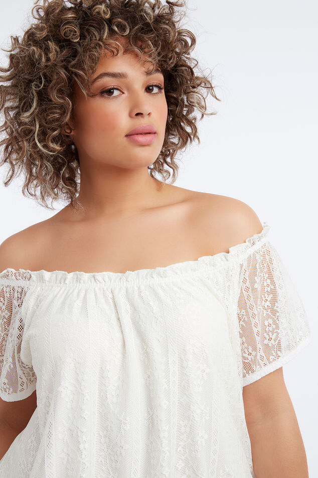 Off-Shoulder top met kant image number 0