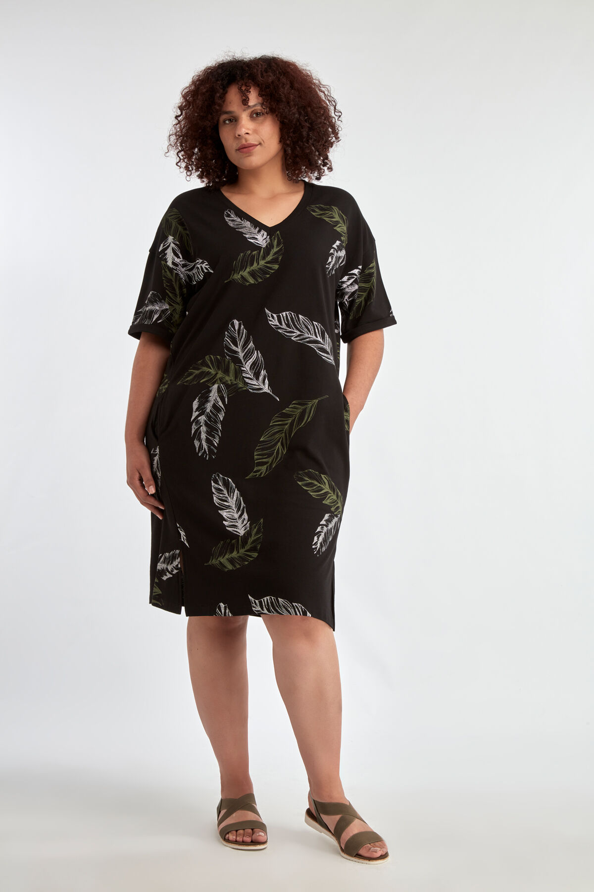 Casual jurk met print en glitter image number 5