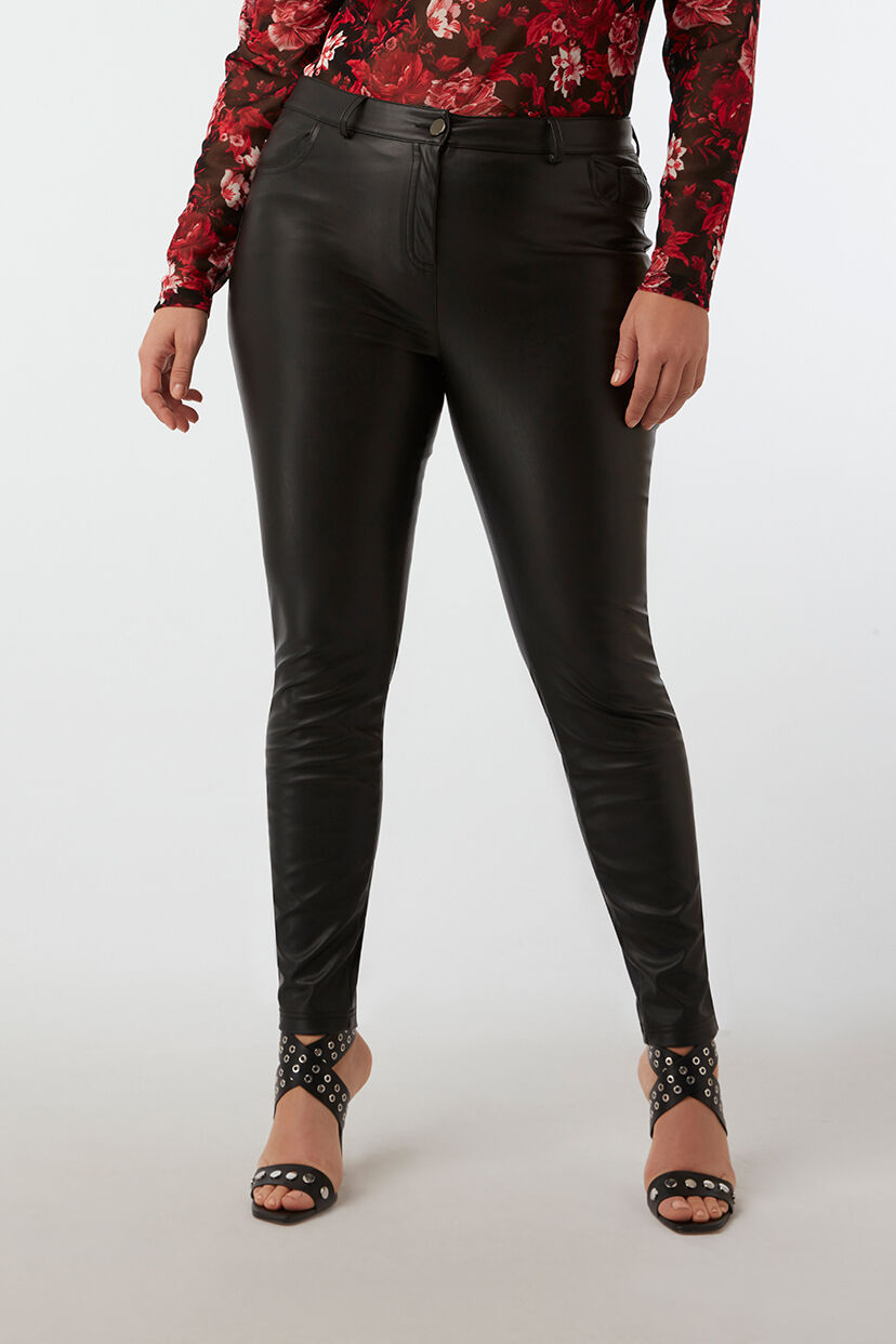 Imitatieleren slim leg broek image number 5