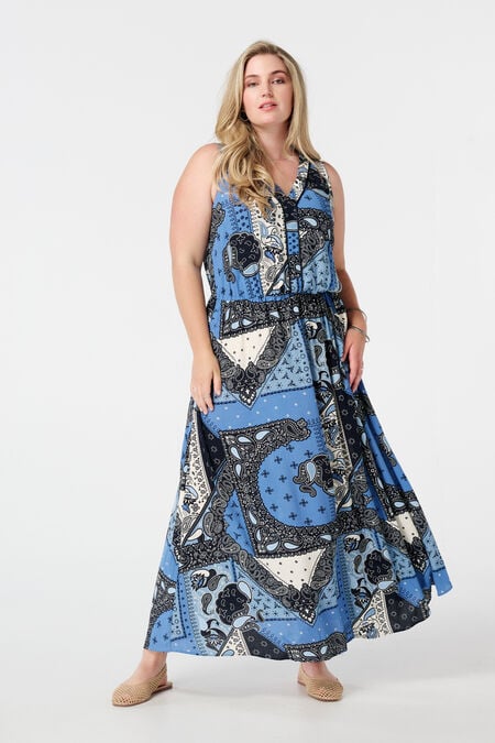 Mouwloze maxi jurk met paisley print Mouwloze maxi jurk met paisley print