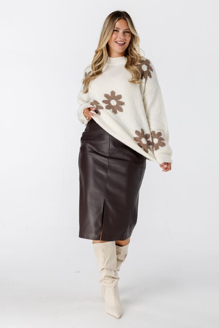 Midi rok van PU leerlook Midi rok van PU leerlook