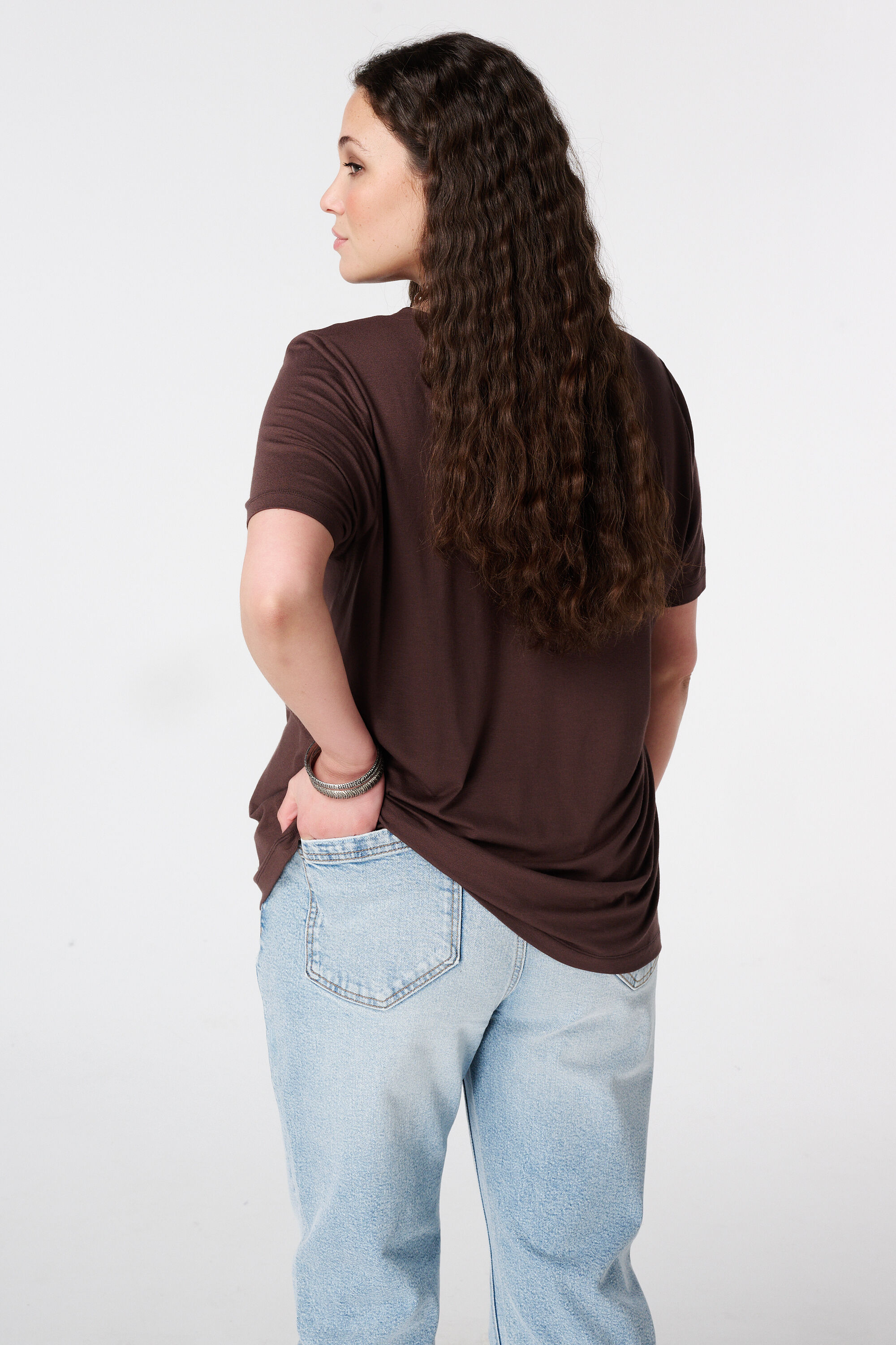 T-shirt met V-hals image number 3