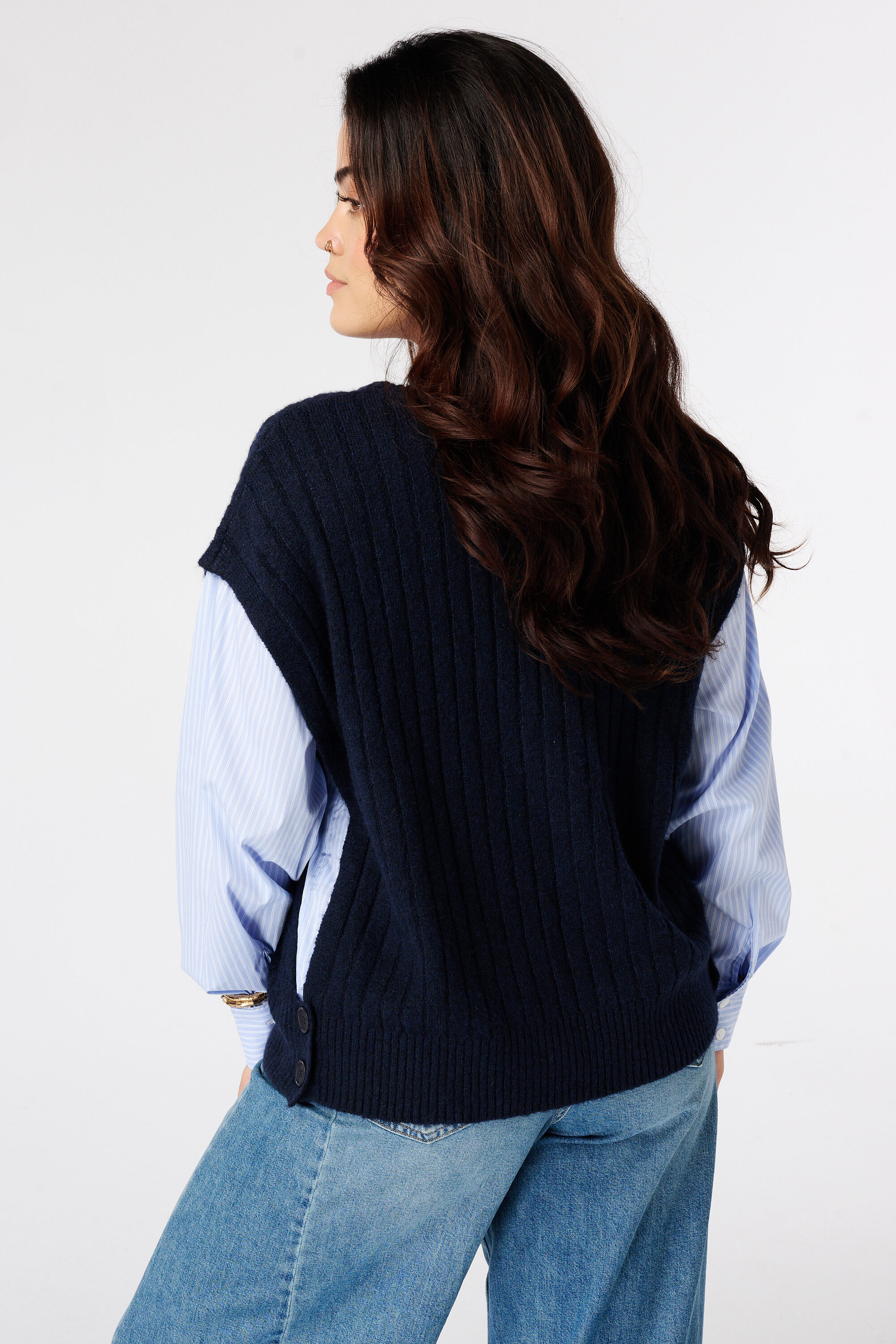 Trui met contrasterende blouse mouwen image number 3