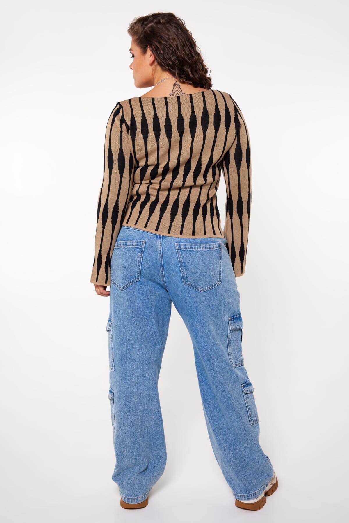 Fijn gebreide top in jacquard patroon image number 2