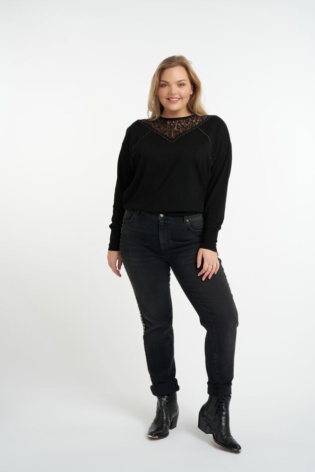 Crochet top met ajourpatroon en strikkoord image number 5