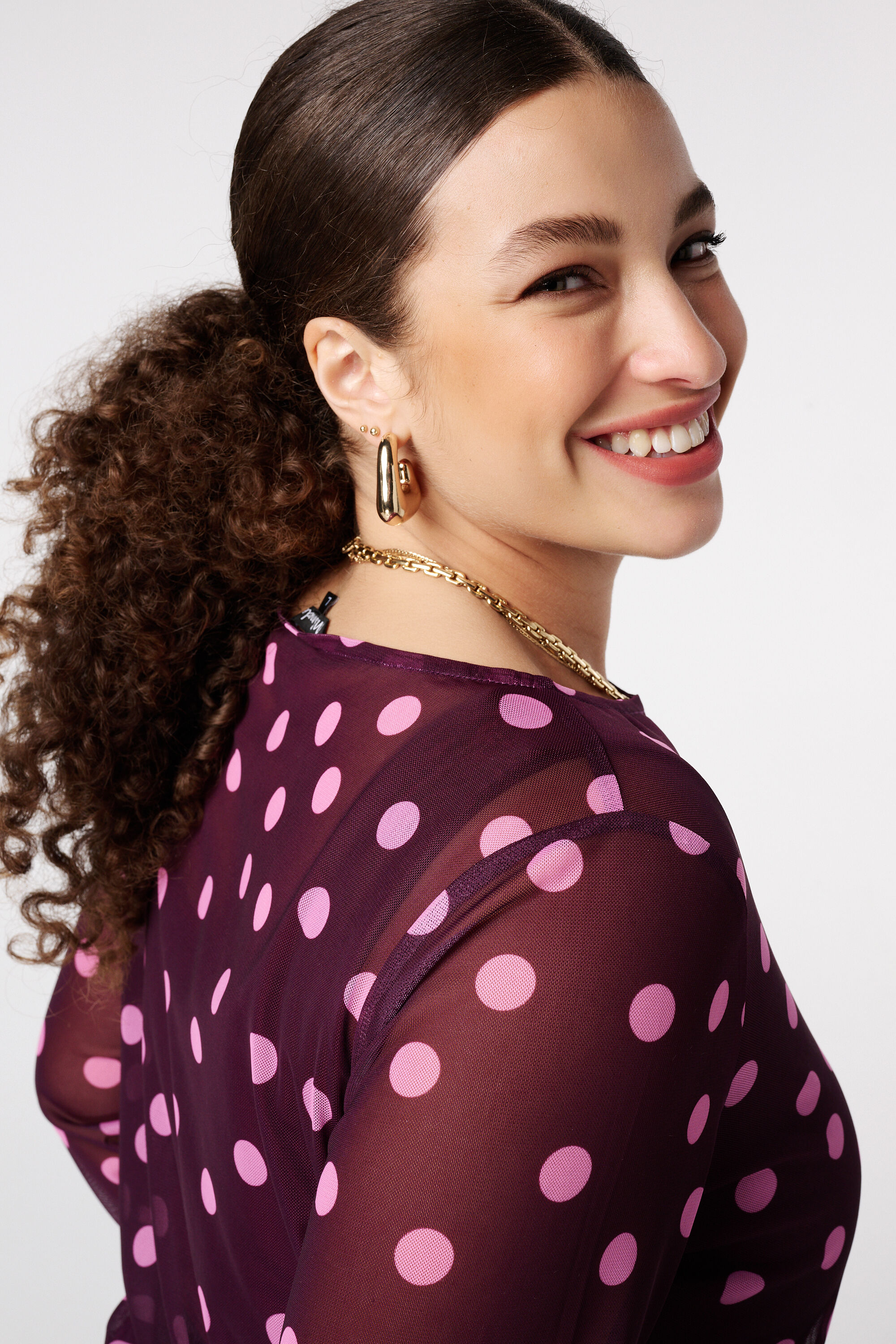 Polka dot mesh top image number 4