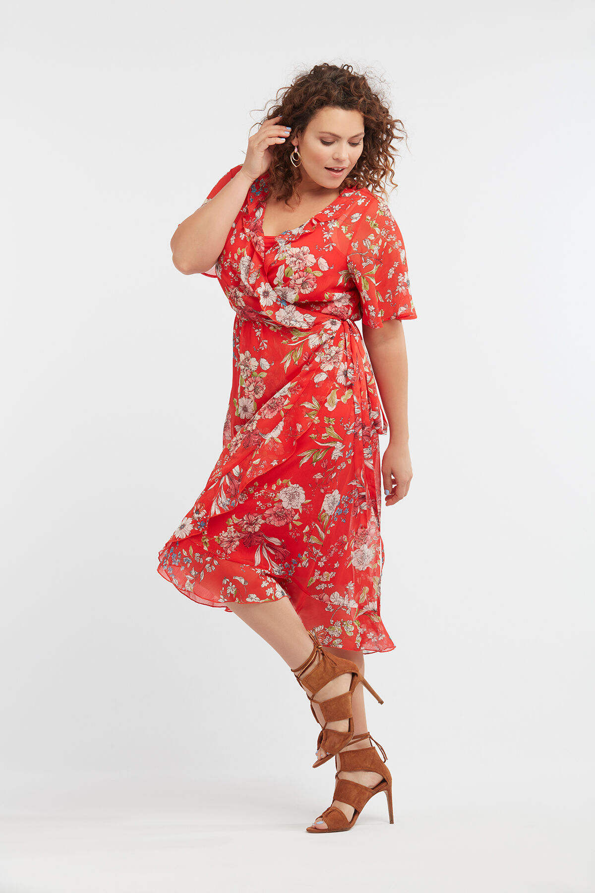 Overslagjurk met bloemenprint image number 4