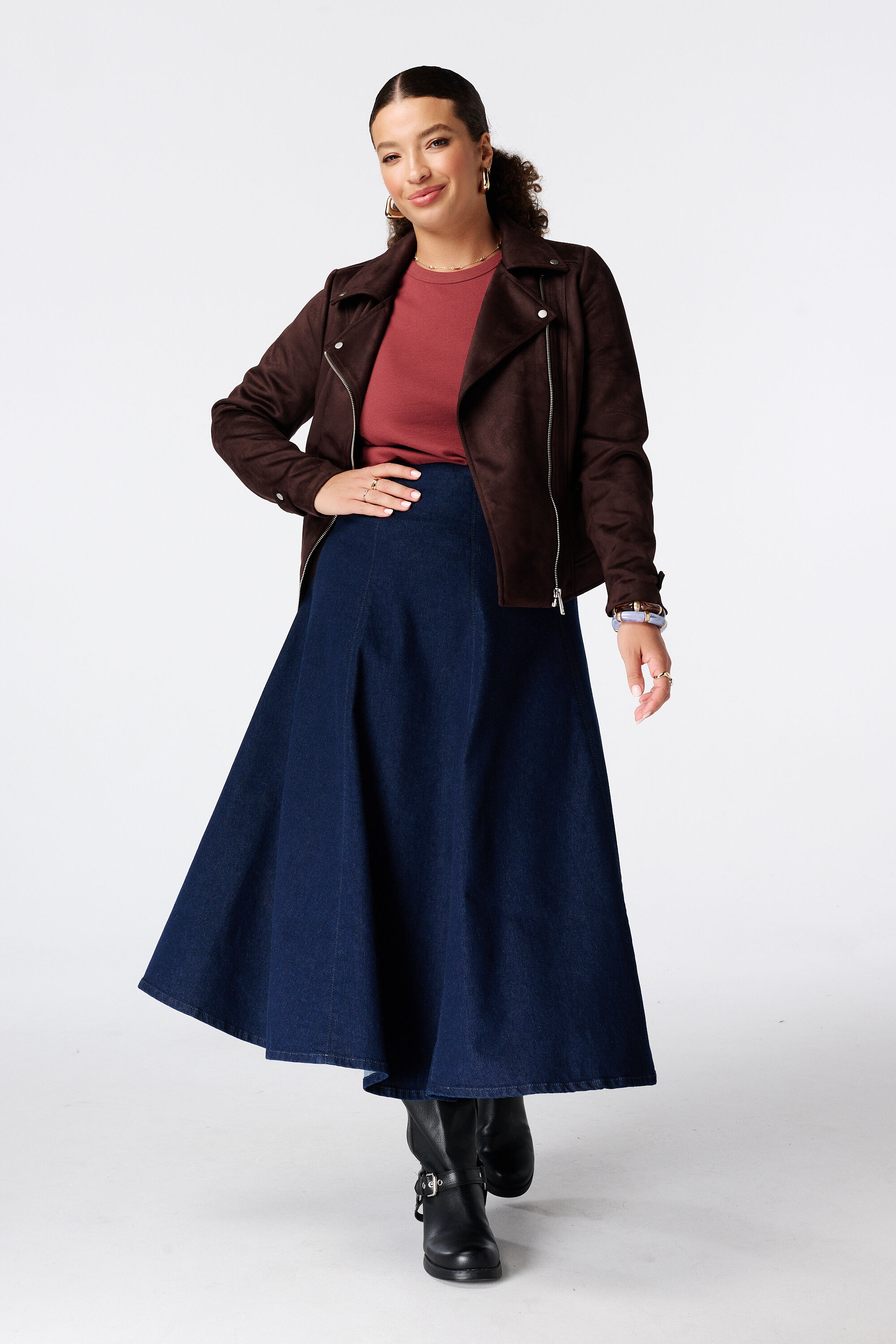 Denim midi rok