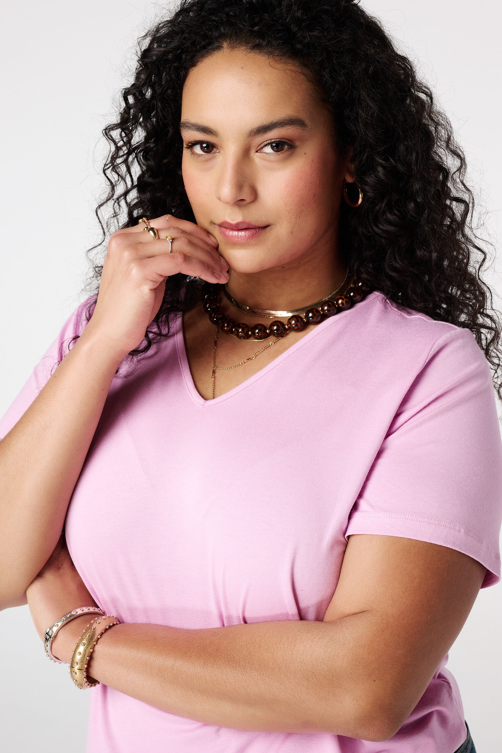 T-shirt met V-hals image number 4