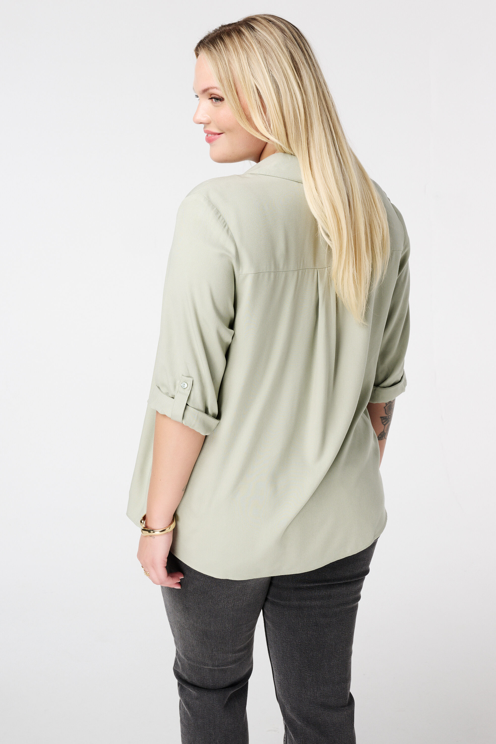 Blouse met opgerolde mouwen image number 3