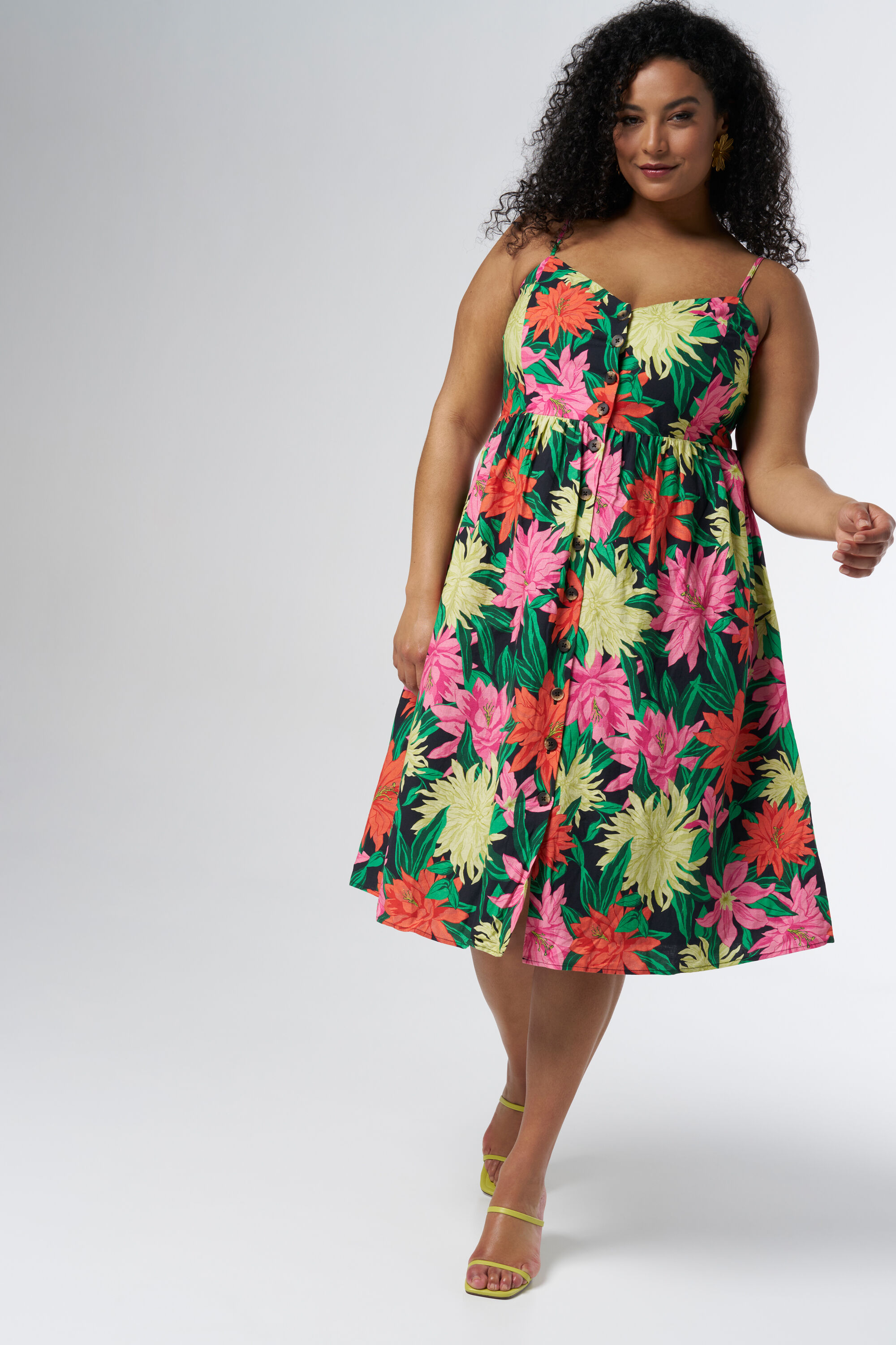 Midi jurk met knopen en print image number 6