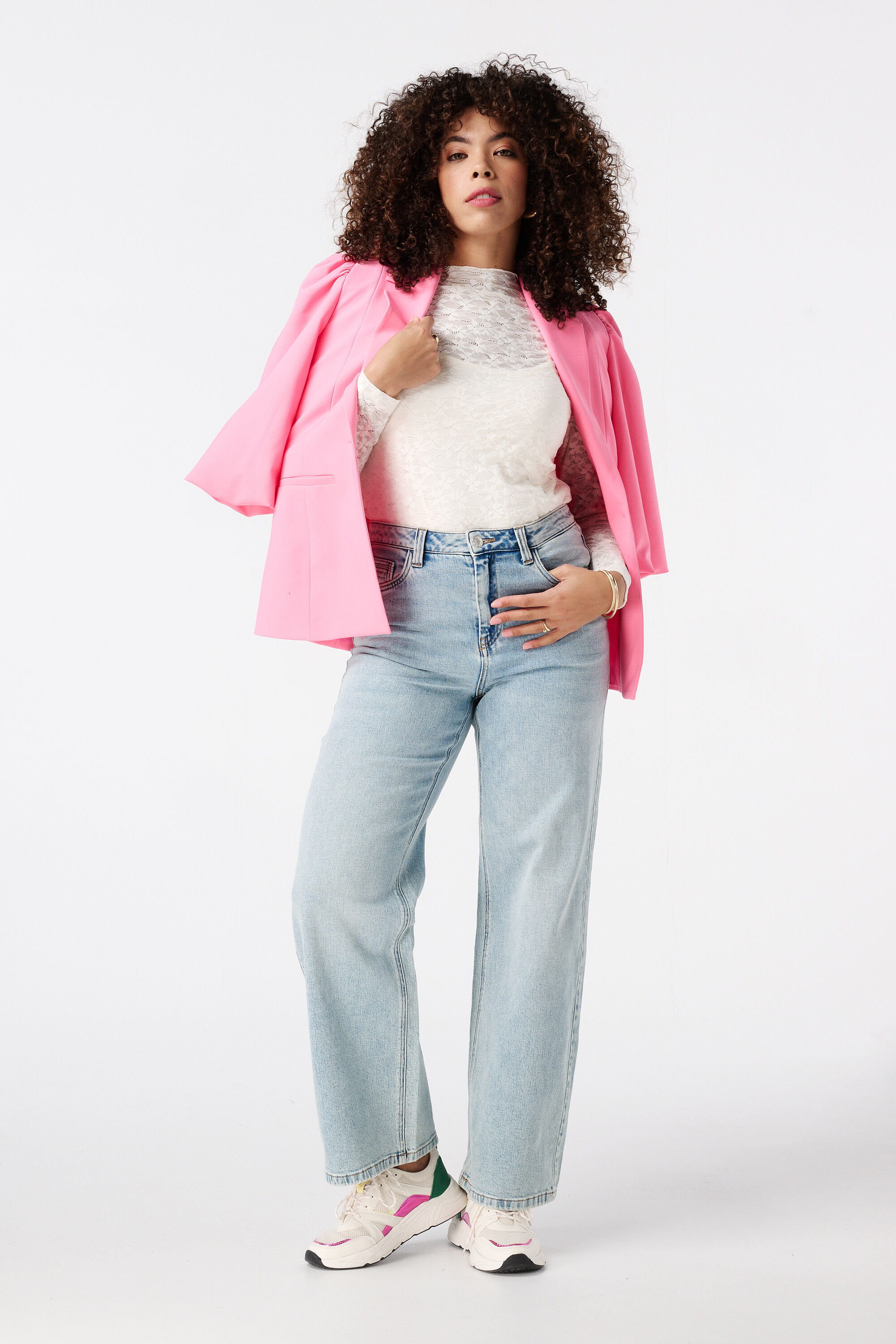 Kanten top met gesloten hals image number 6