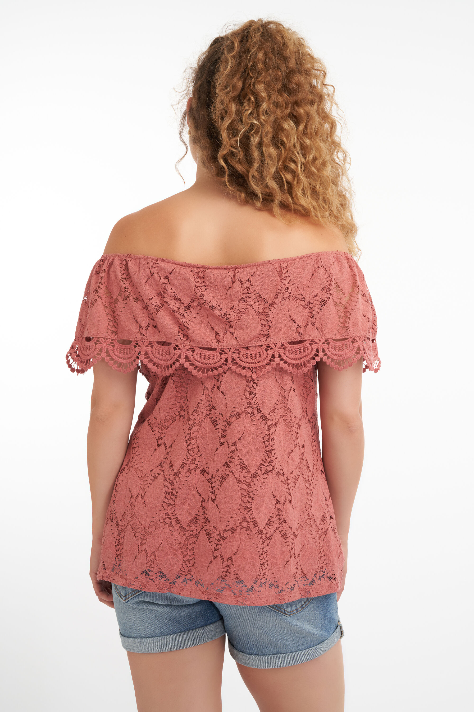 Off-shoulder top met kant image number 3