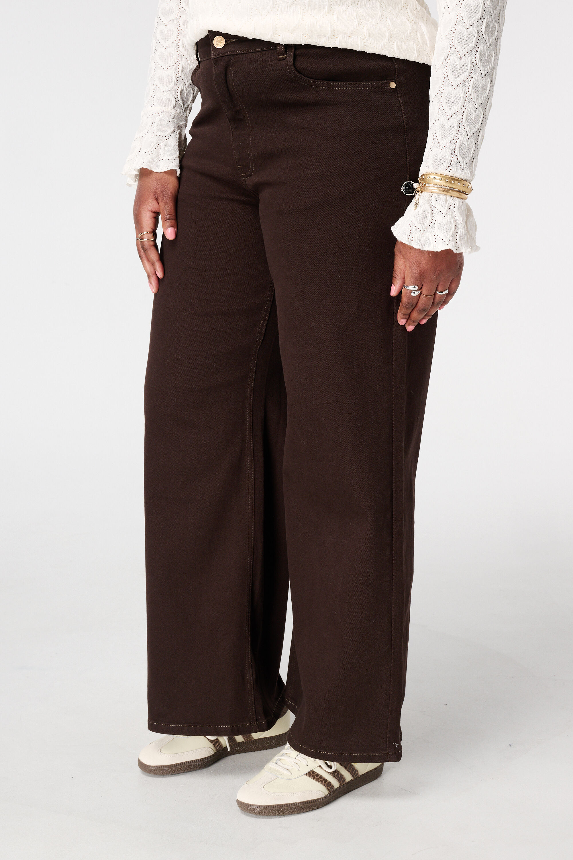 Wide leg jeans met hoge taille image number 5