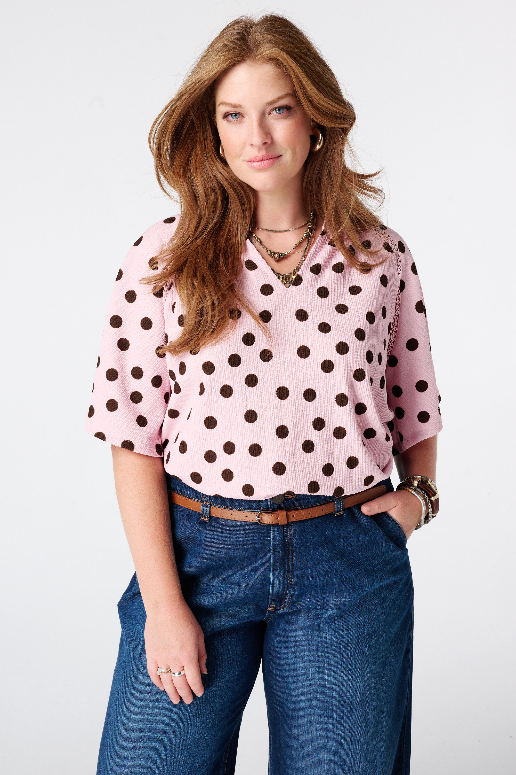 Top met print en v-hals