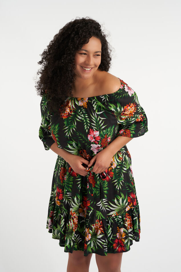 Off shoulder jurk met print image number 0
