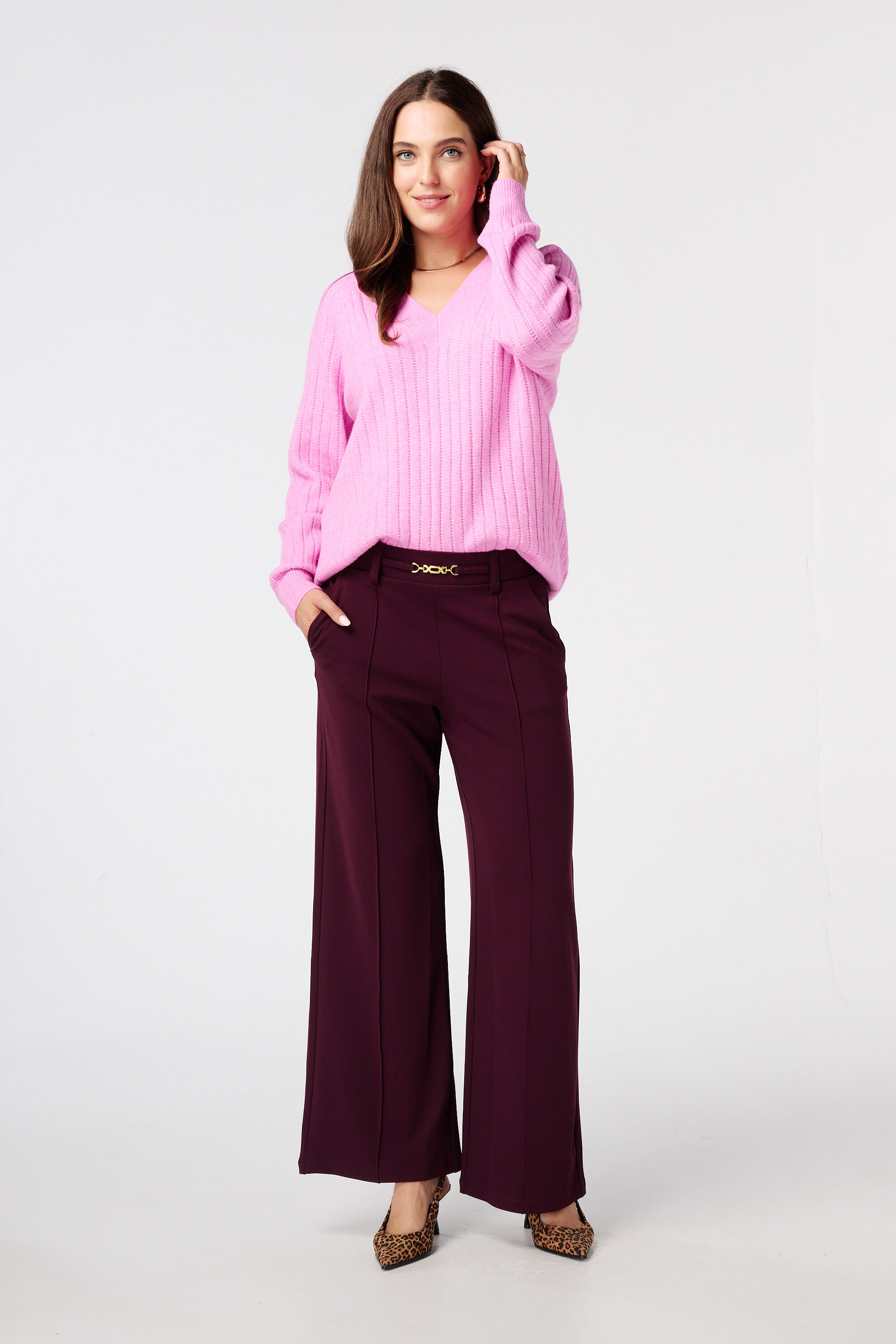 Fijn gebreide trui met patroon image number 5