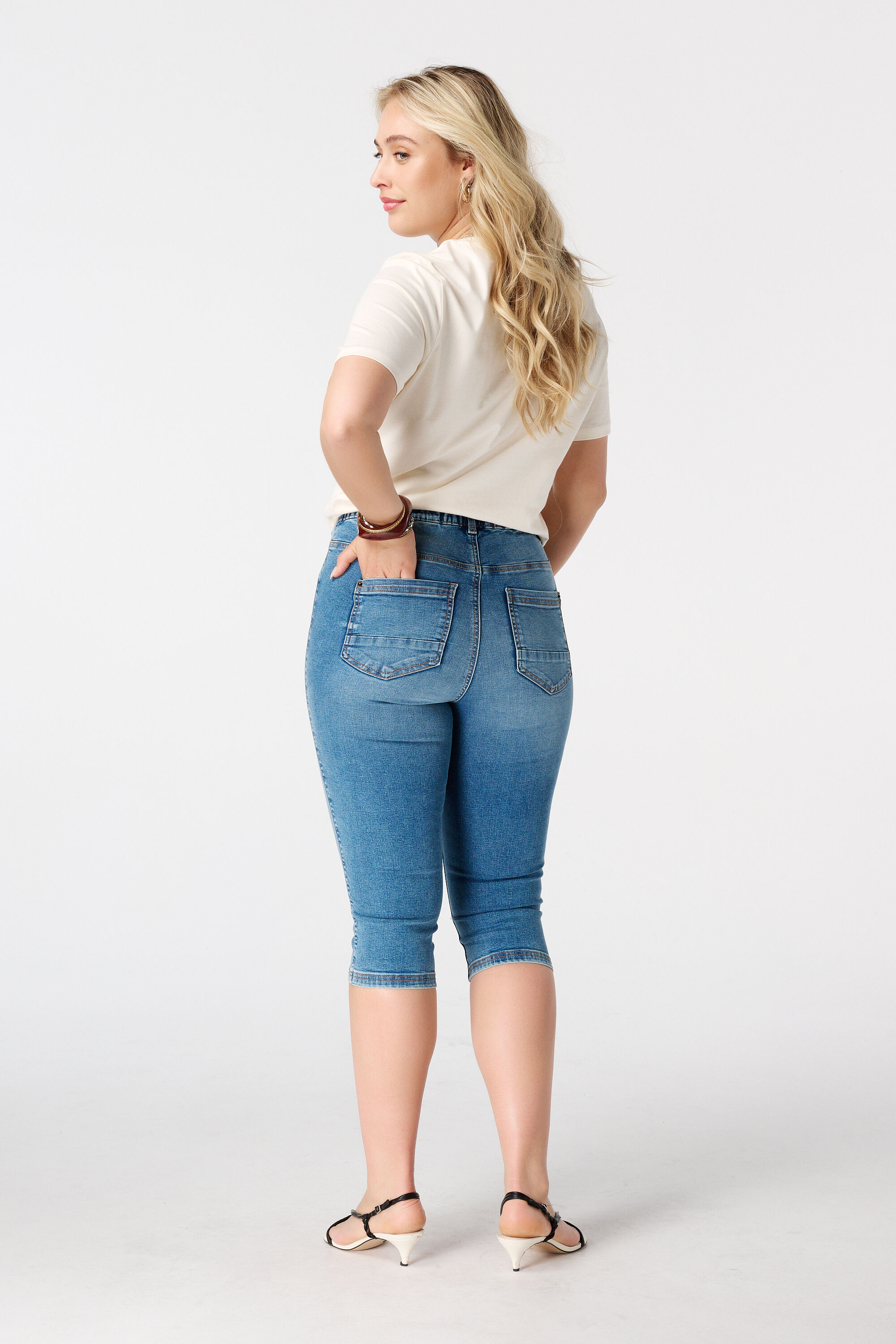 Capri tregging met denim look image number 3