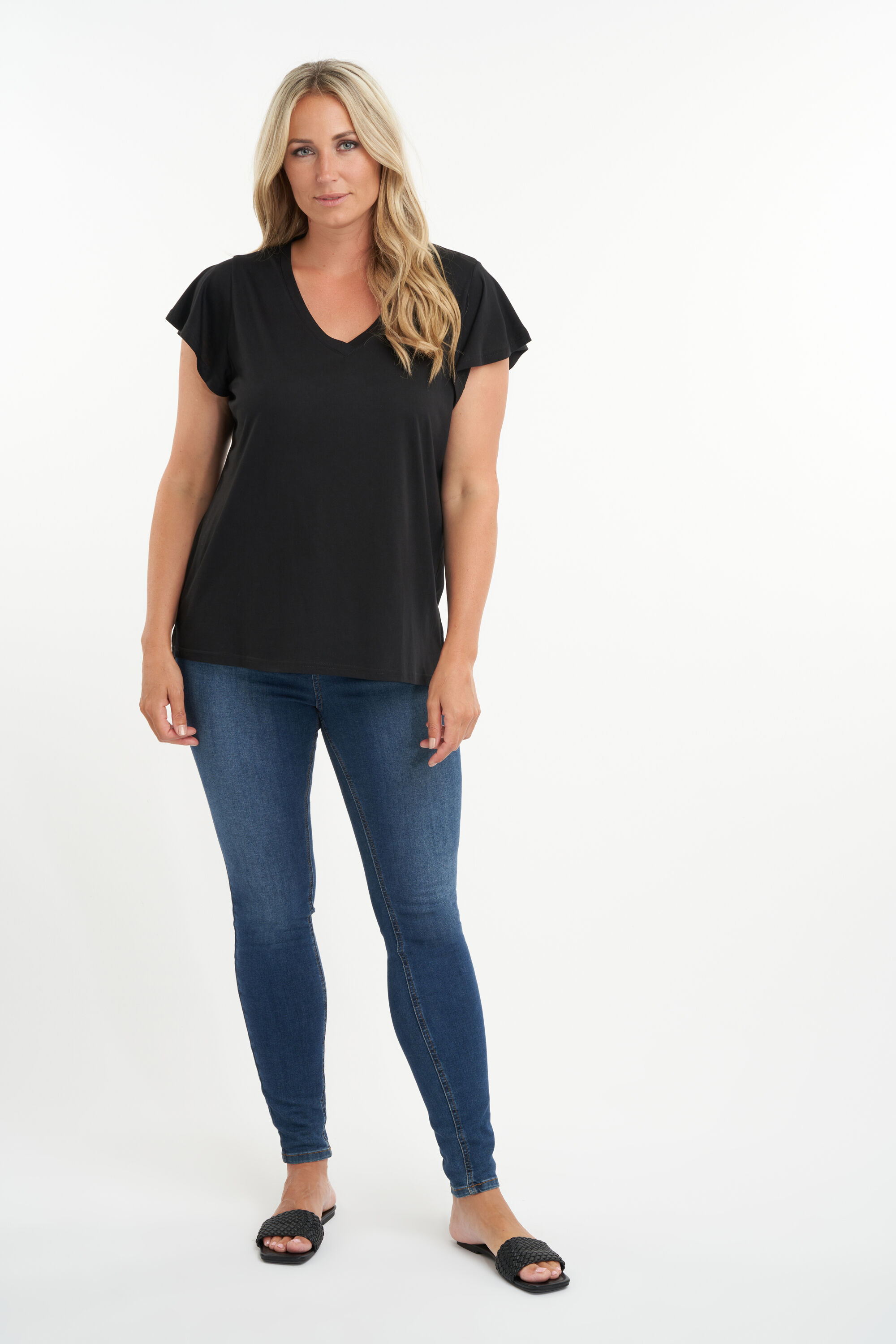 T-shirt met volantmouwen image number 5