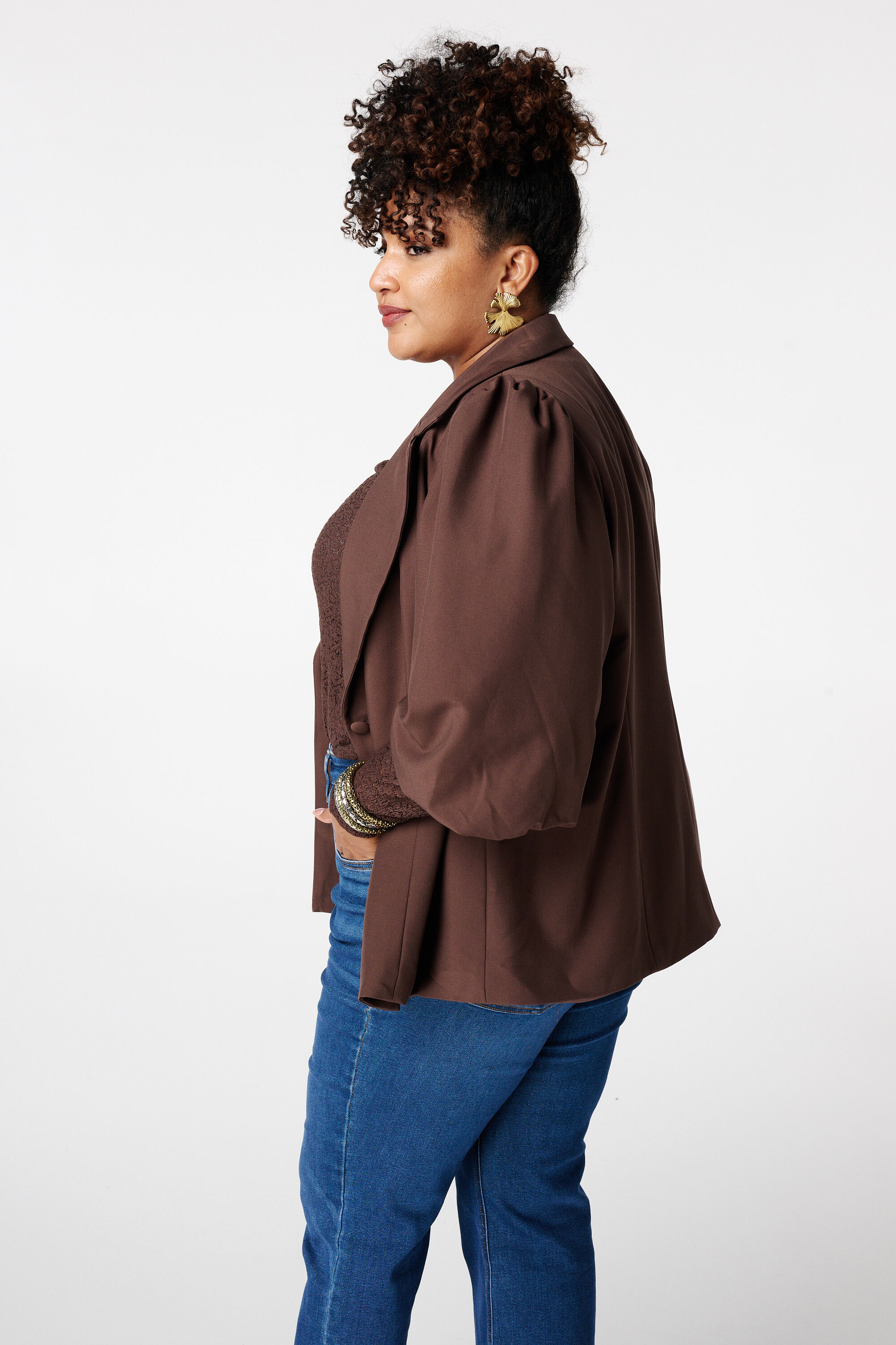 Blazer met korte pofmouw image number 3