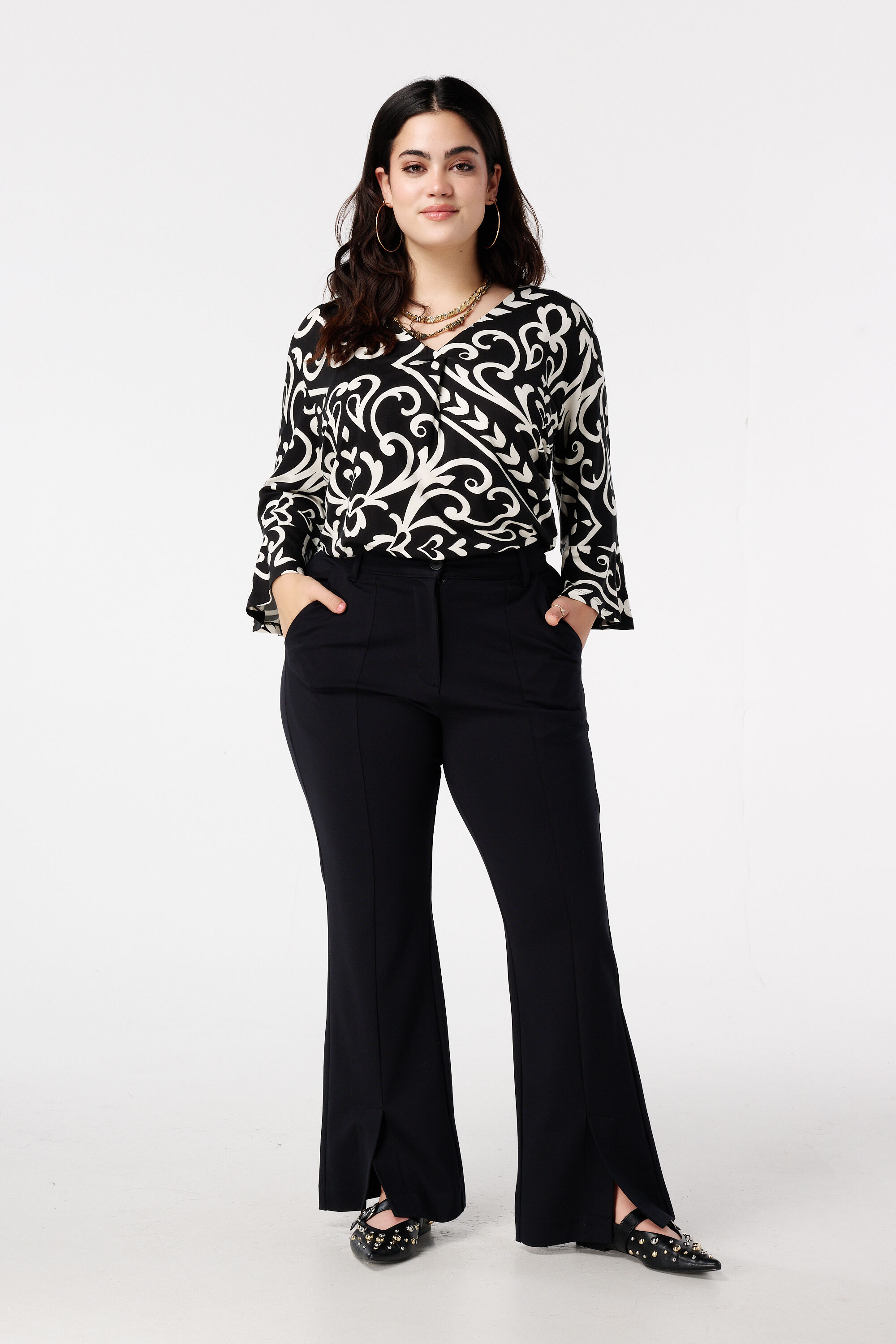 Flared pantalon met split