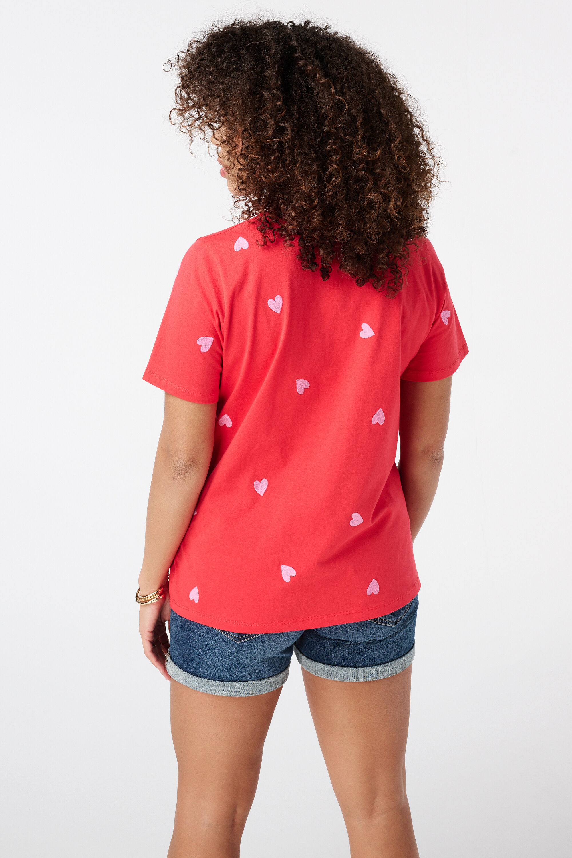 T-shirt met geborduurde hartjes image number 3