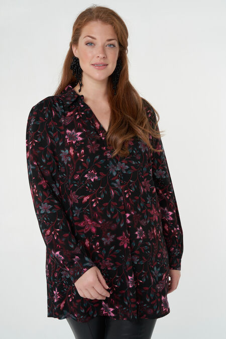 Oversized blouse met kraag en v-hals