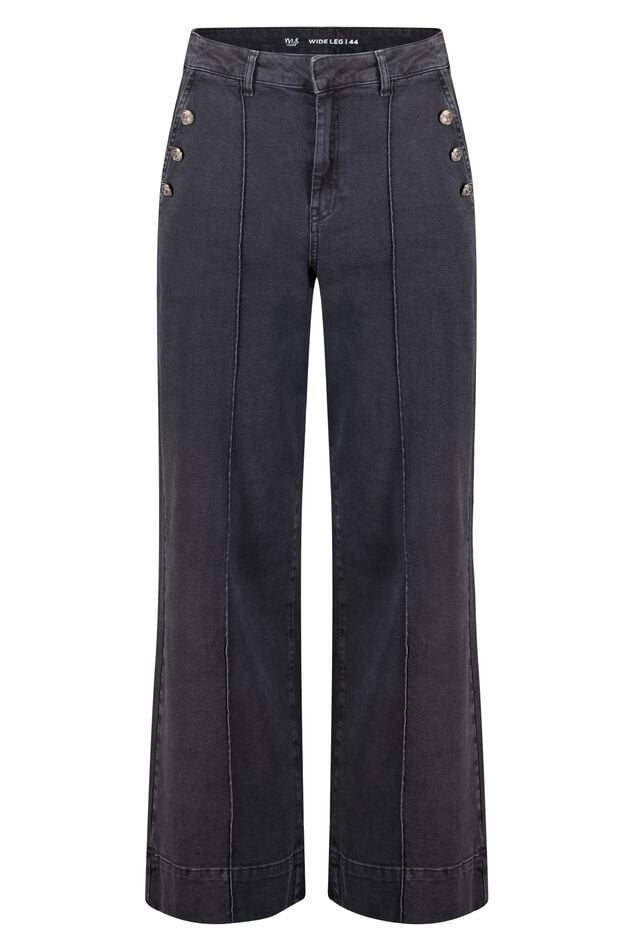 Wide leg jeans met sierknopen image number 1