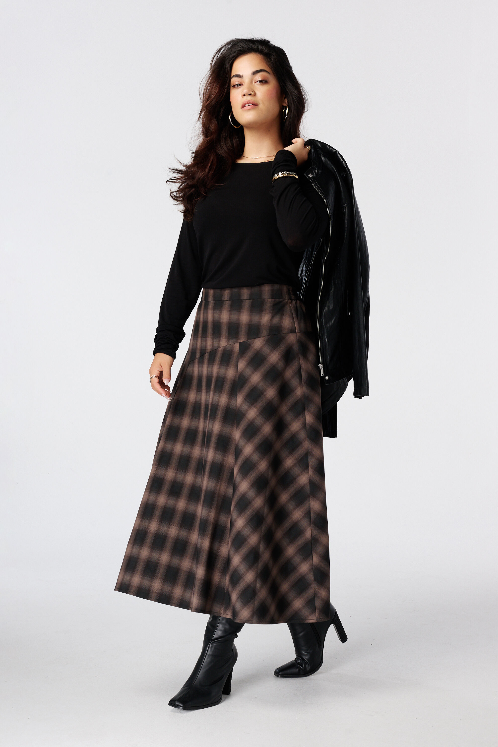 Geruite midi rok image number 6