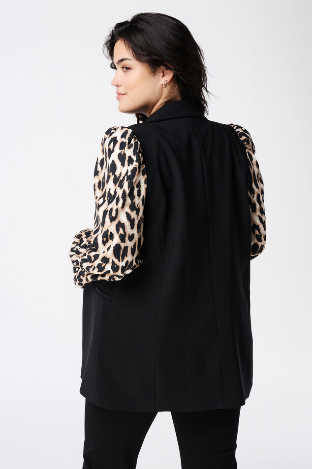Blazer met luipaard mouwen image number 3