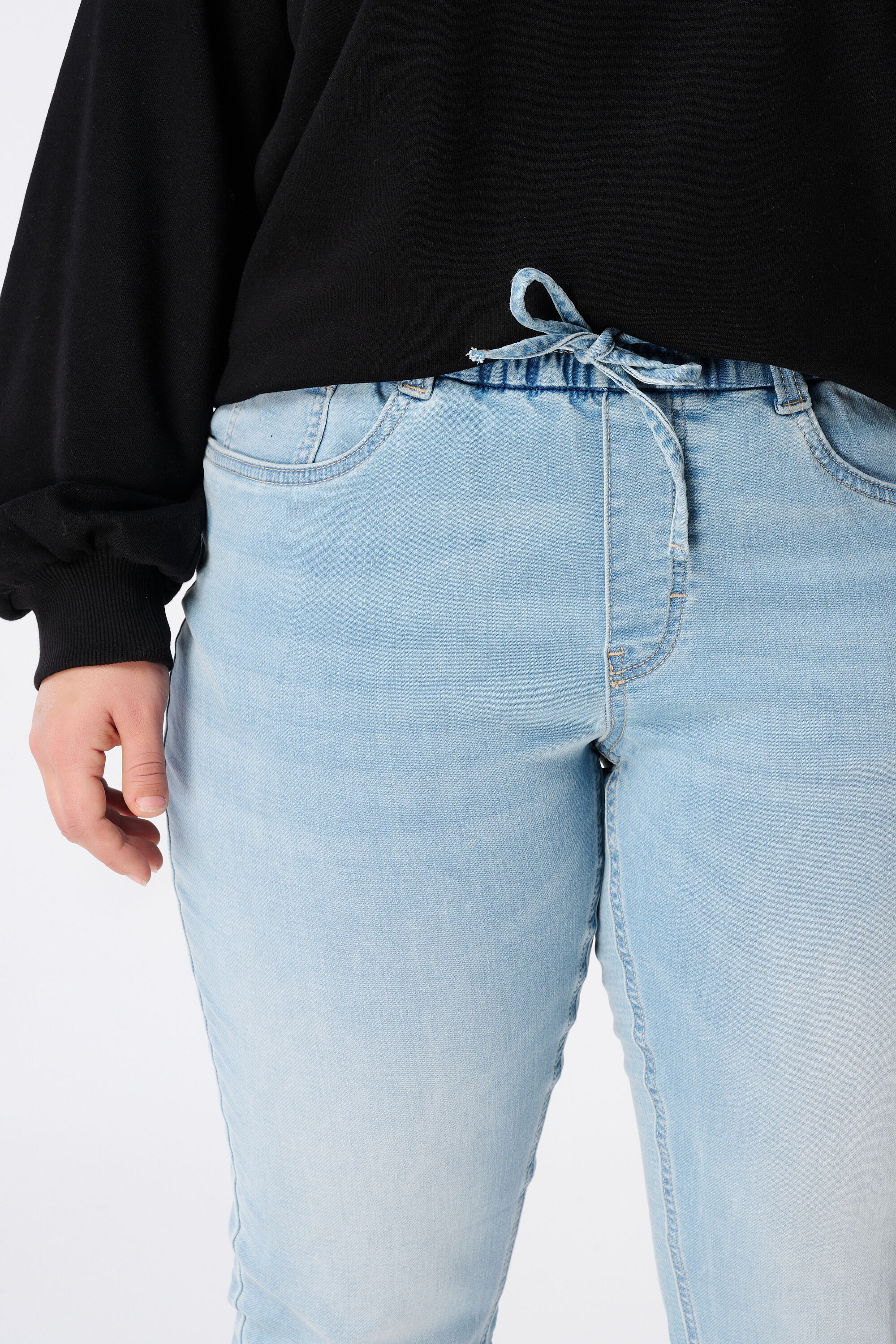 Denim jogger broek image number 5