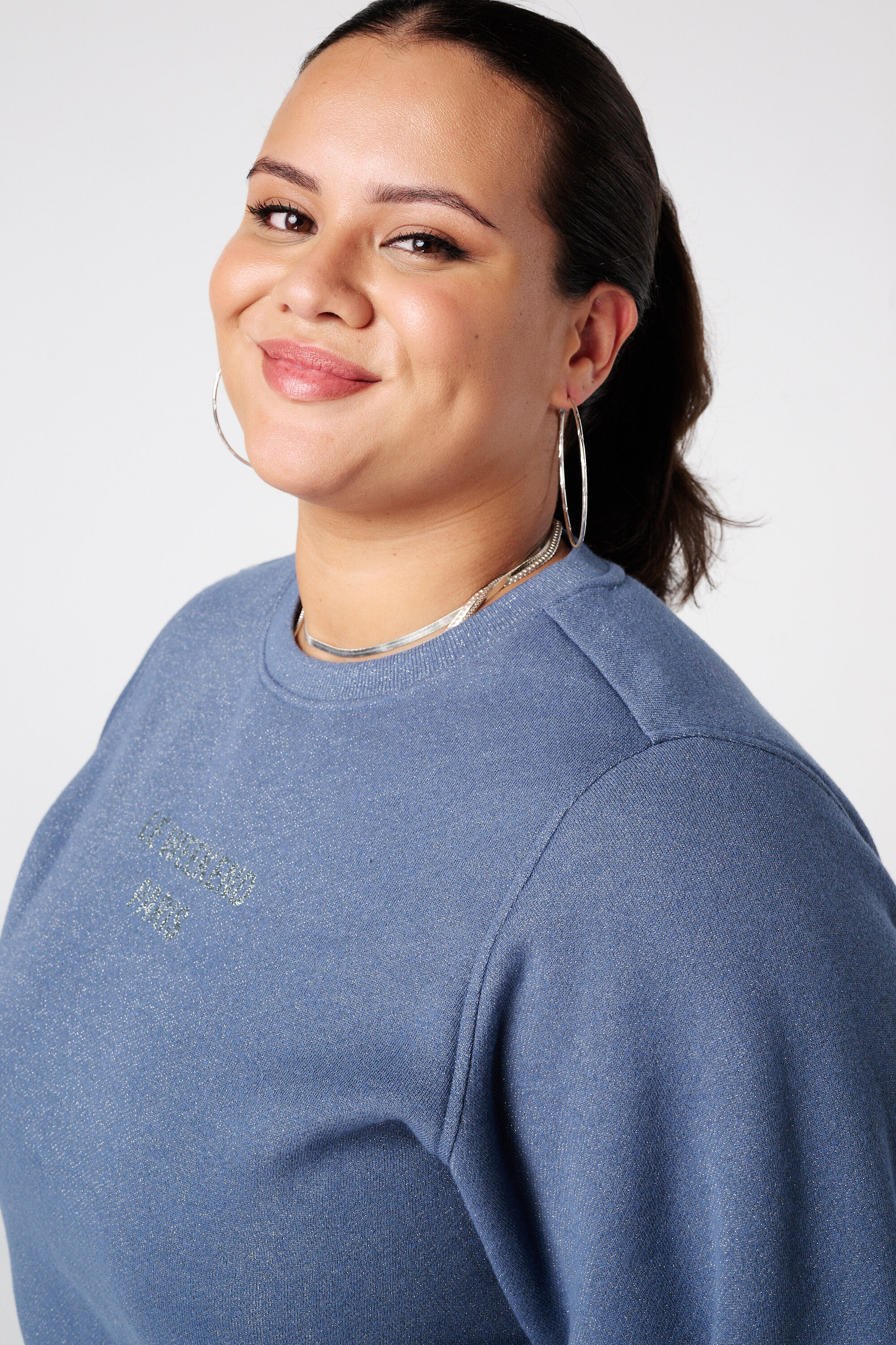 Sweater met lurex en glitter tekst image number 4